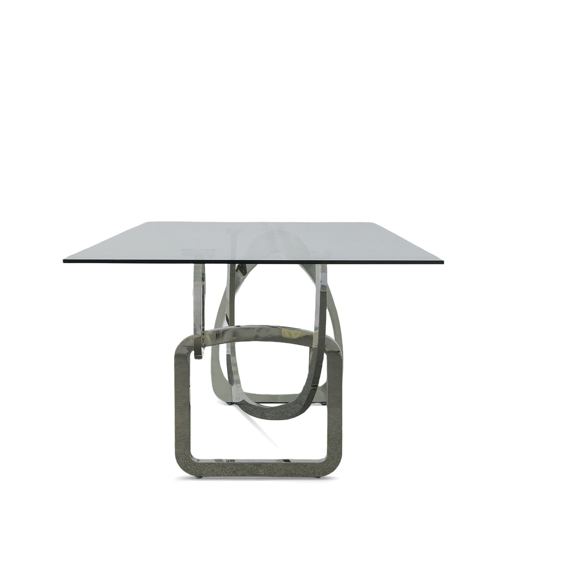 Adelaide Modern Stainless Steel & Glass Dining Table