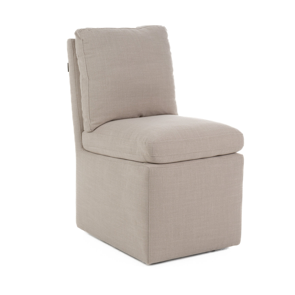 Adrian - Modern Beige Fabric Dining Chair w/ Castor Wheels