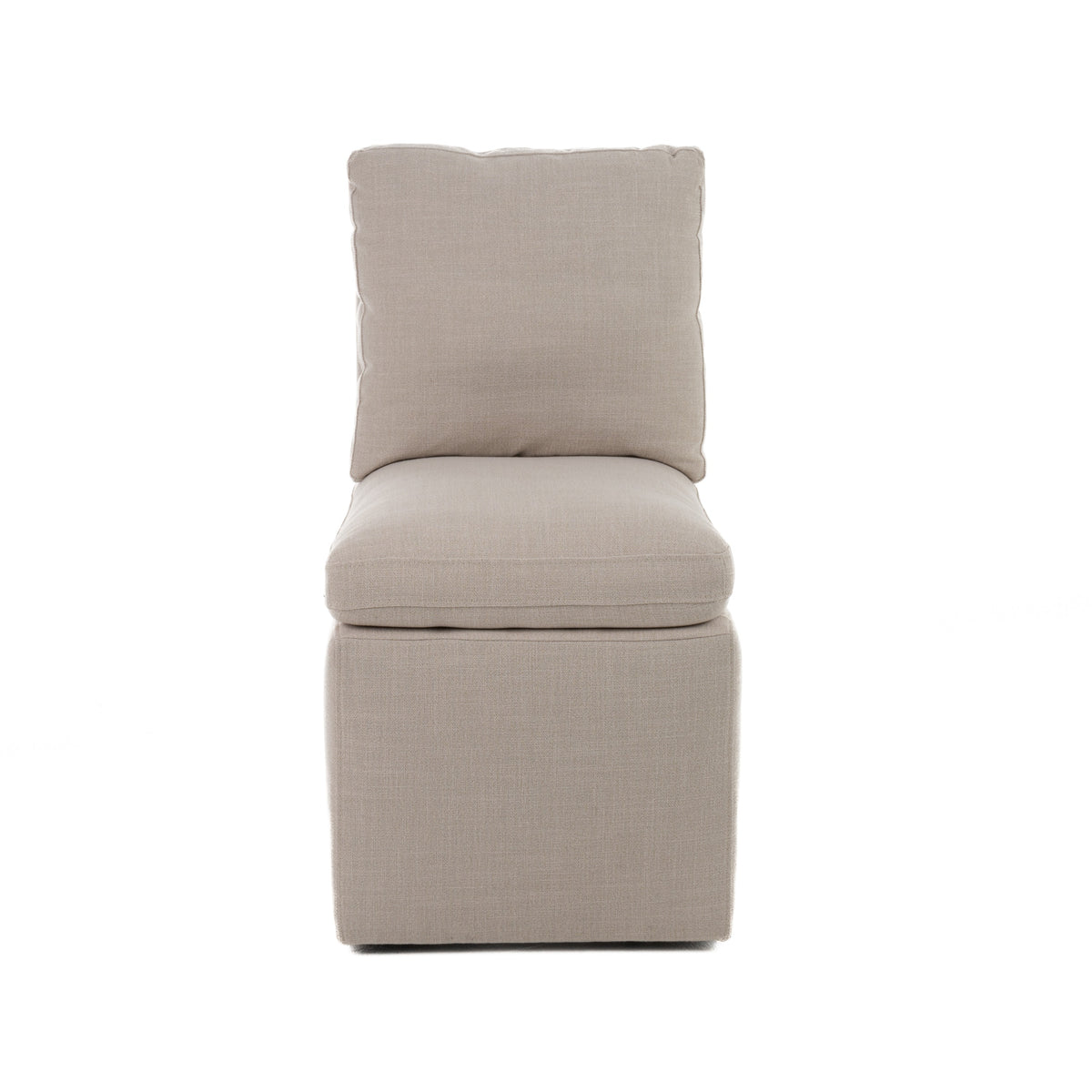 Adrian - Modern Beige Fabric Dining Chair w/ Castor Wheels