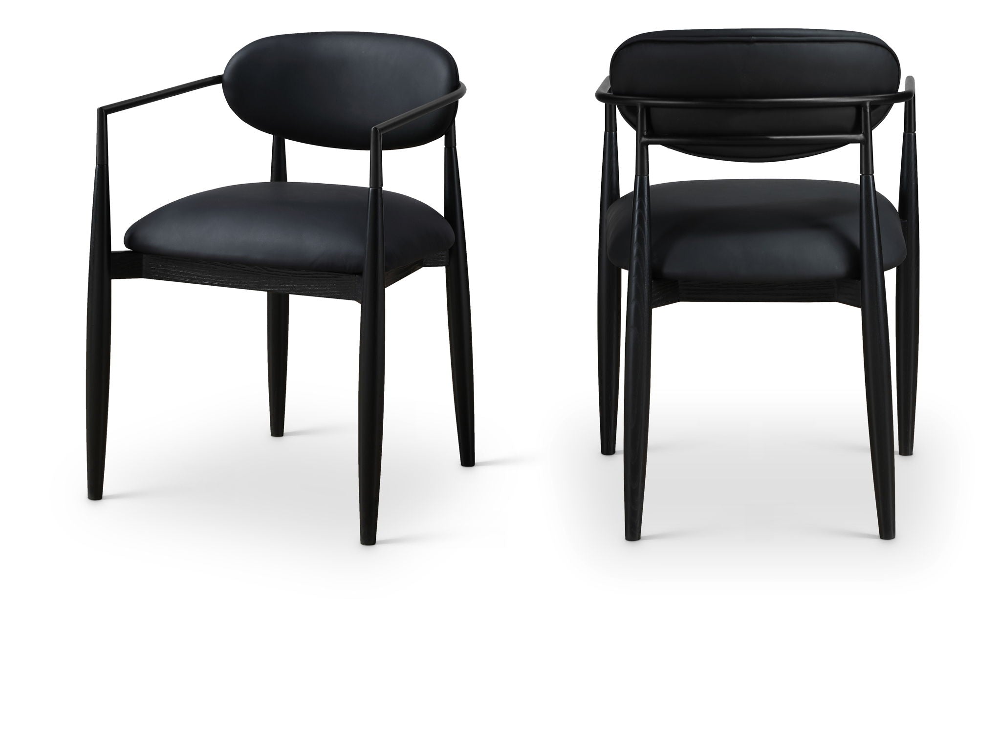 Riccio - Faux Leather Dining Arm Chair (Set of 2) - Black Frame