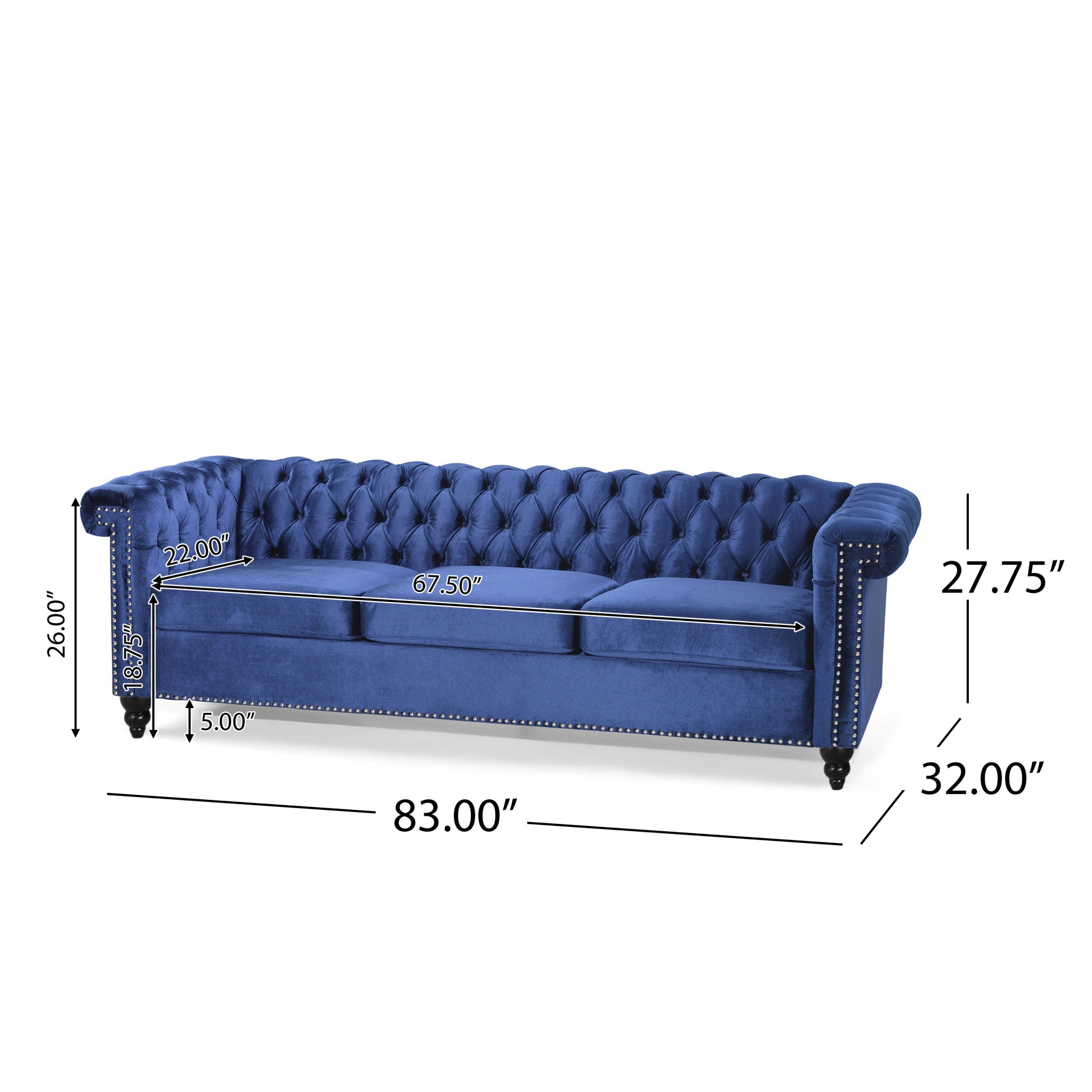 Chesterfield Style 3 Seater Sofa With Deep Button Tufting