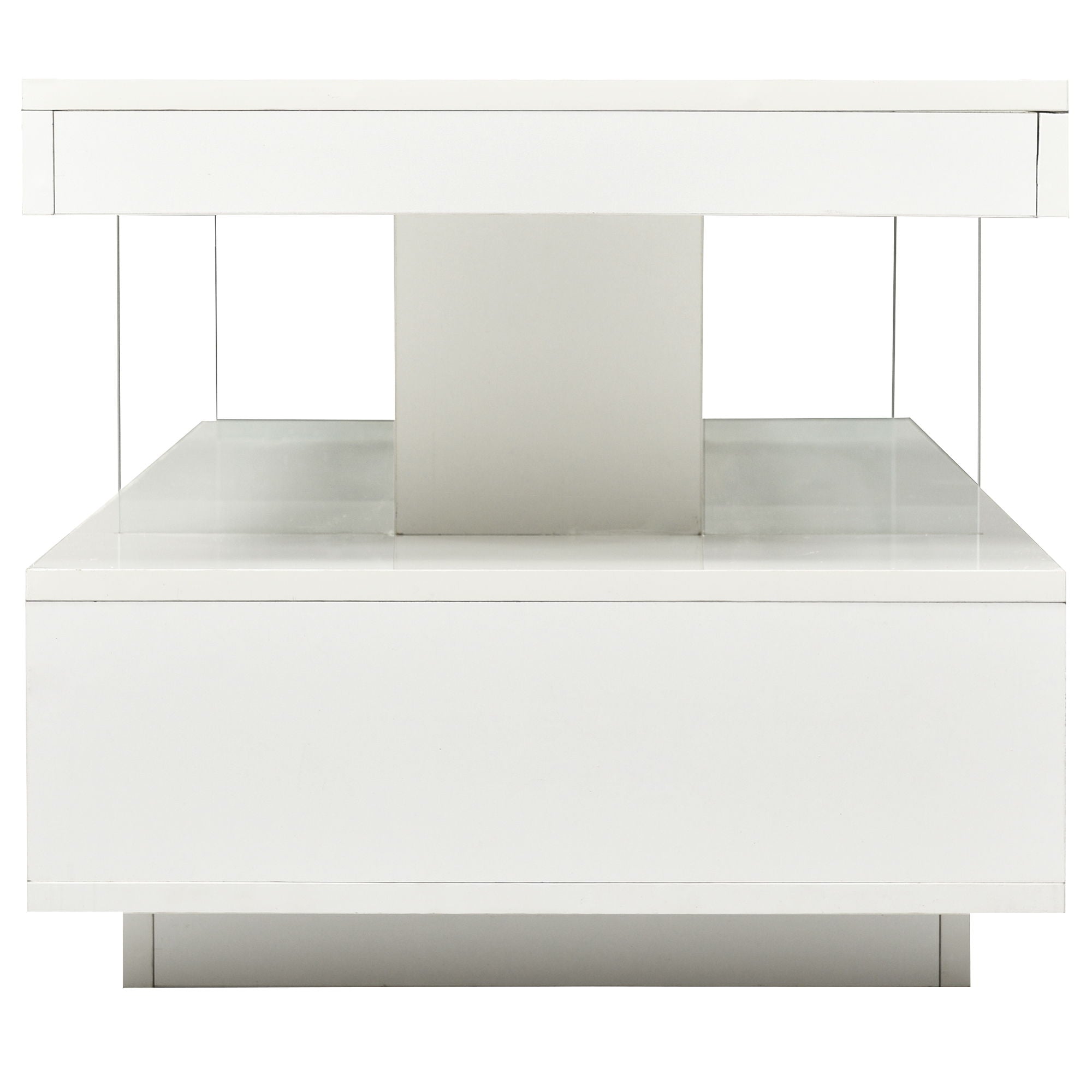LED Coffee Table With Storage, Modern Center Table With 2 Drawers And Display Shelves, Accent Furniture With LED Lights For Living Room - White