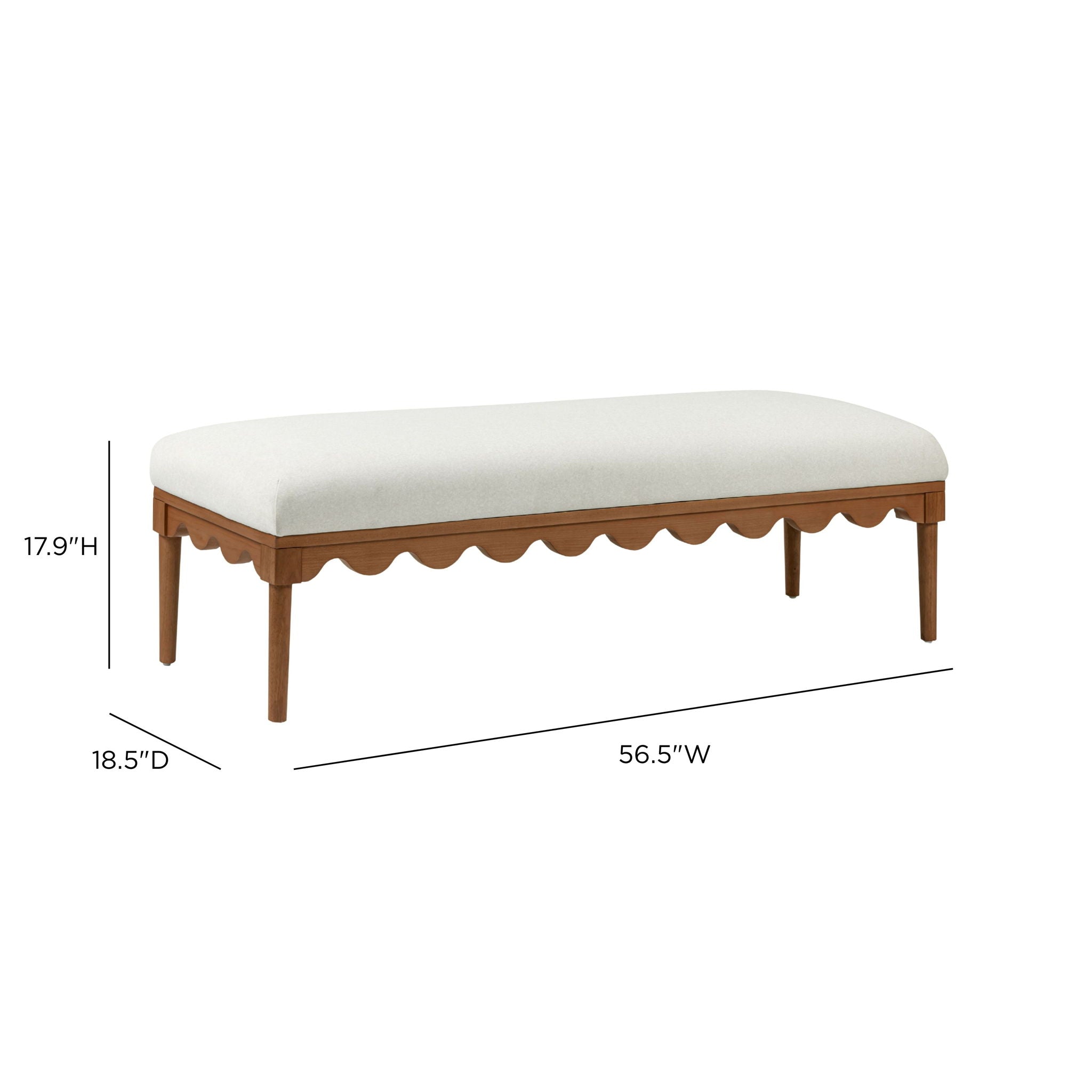Oodle - Vegan Mohair Bench, Walnut Legs