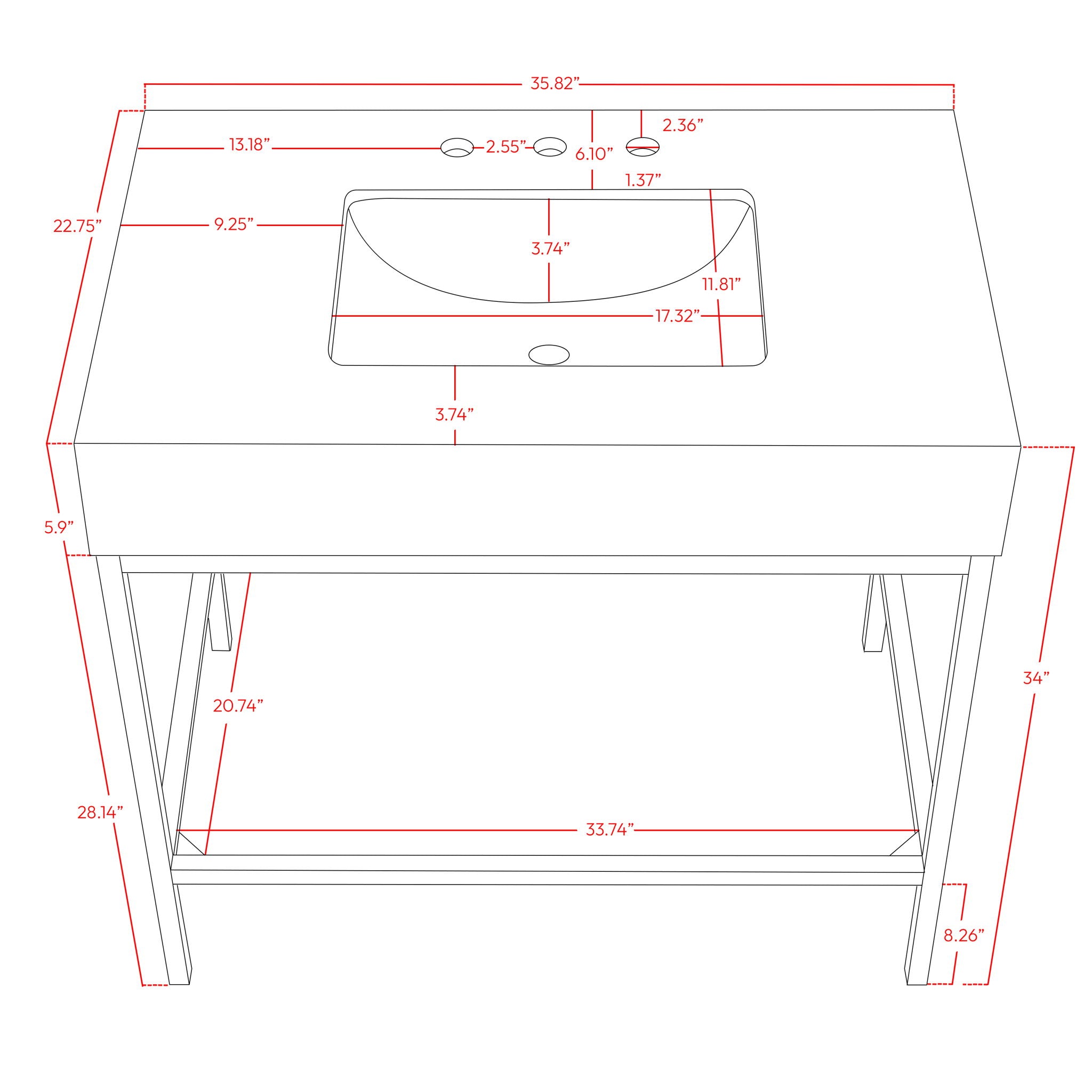 Marmo - Engineered Marble Bathroom Vanity With Black Base