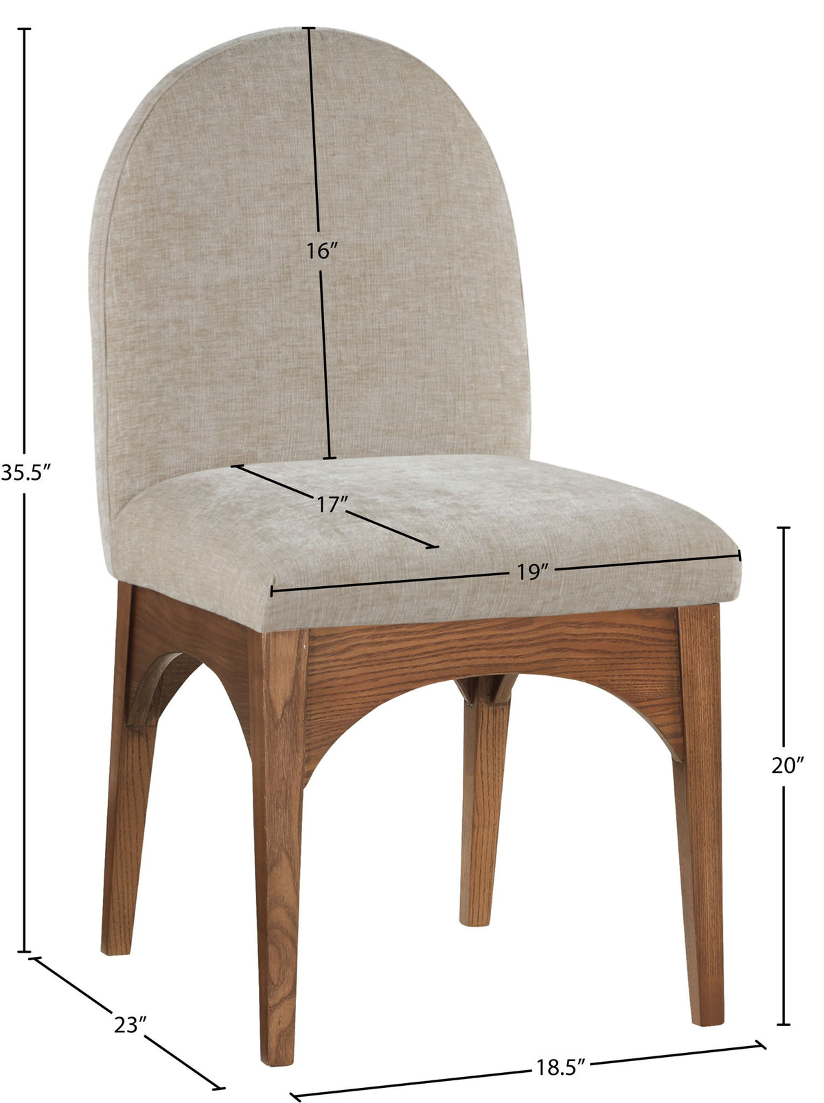 Waldorf - Chenille Dining Side Chair With Brown Legs
