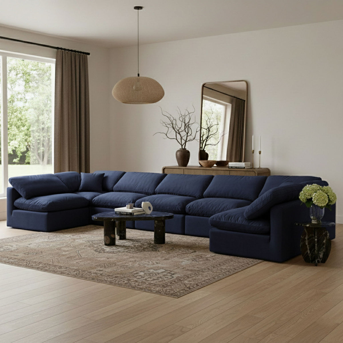 Indulge - Velvet 7 Piece Modular U-Shaped Sectional