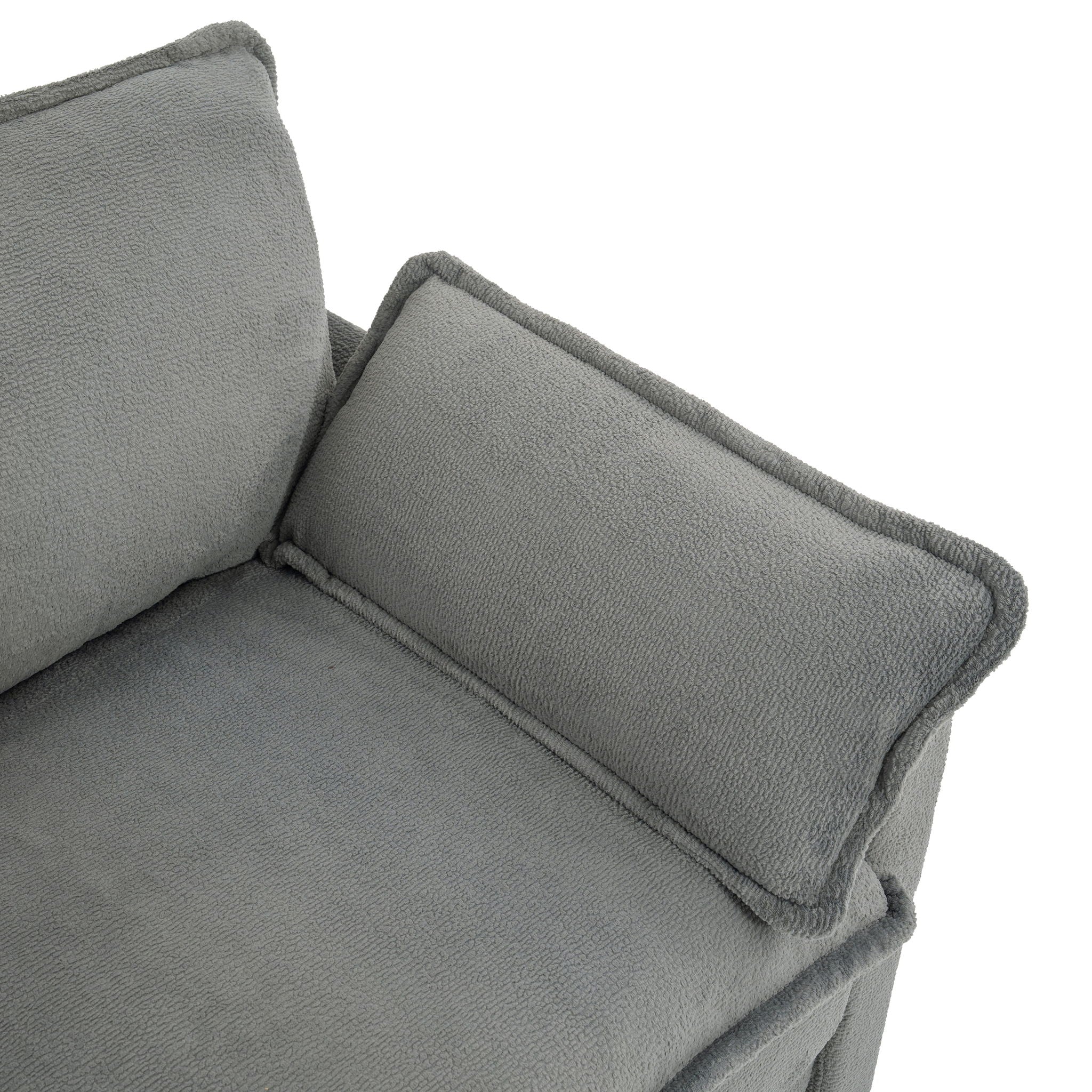 Modern Sofa Set With Double Layer Cushion And Side Storage Pockets