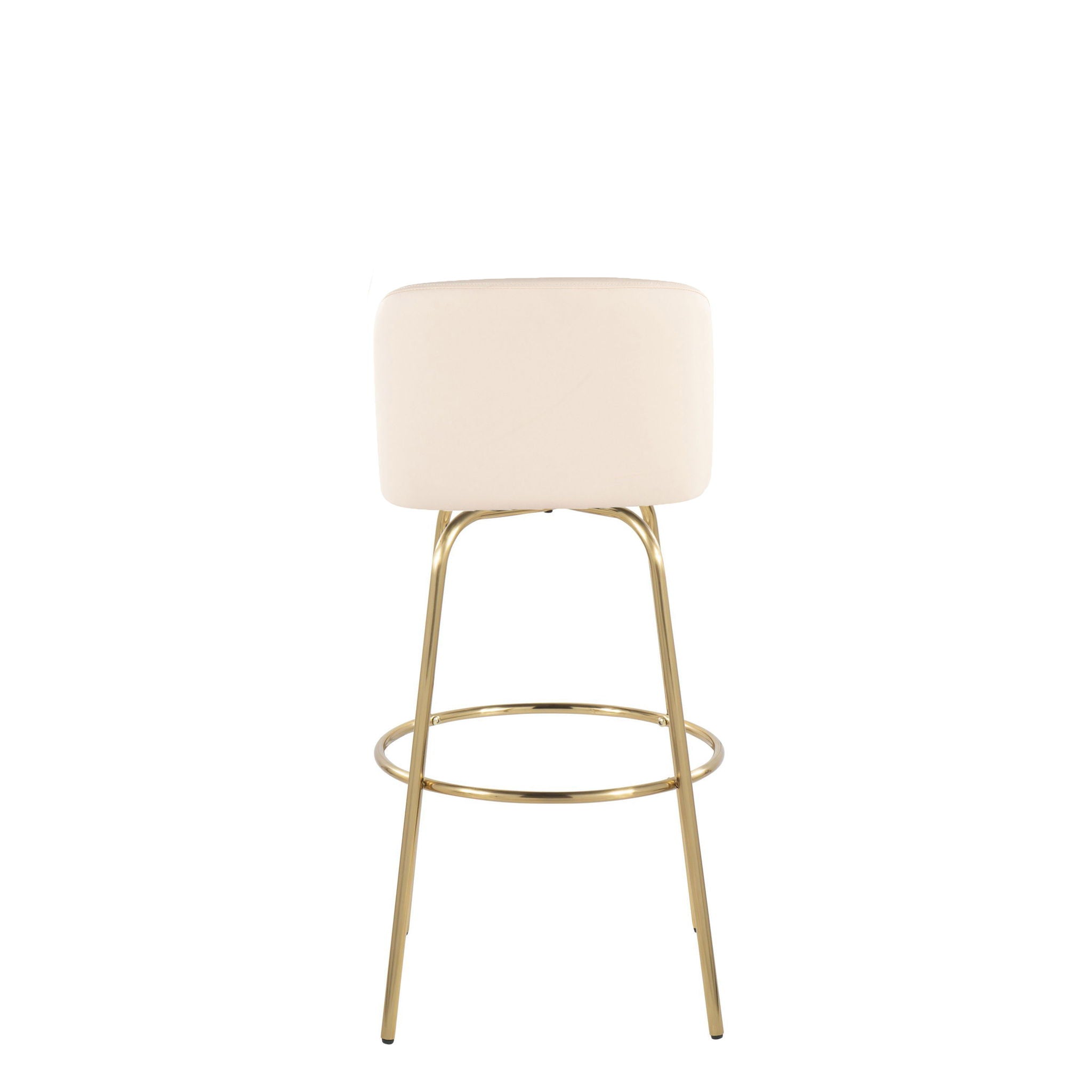 Toriano - Contemporary Fixed Height Barstool With Swivel With Round Footrest (Set of 2) - Cream / Gold