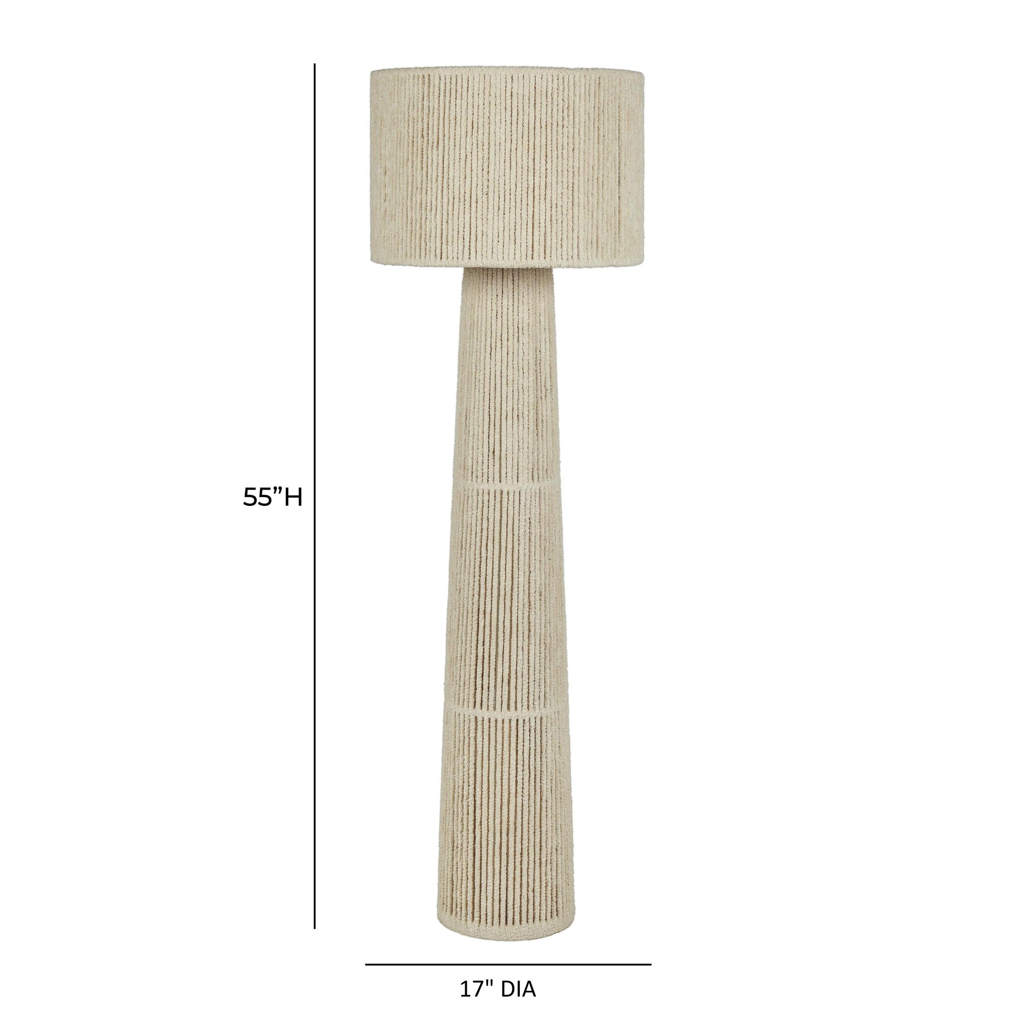 Tapered - Chenille Fiber Floor Lamp - Natural