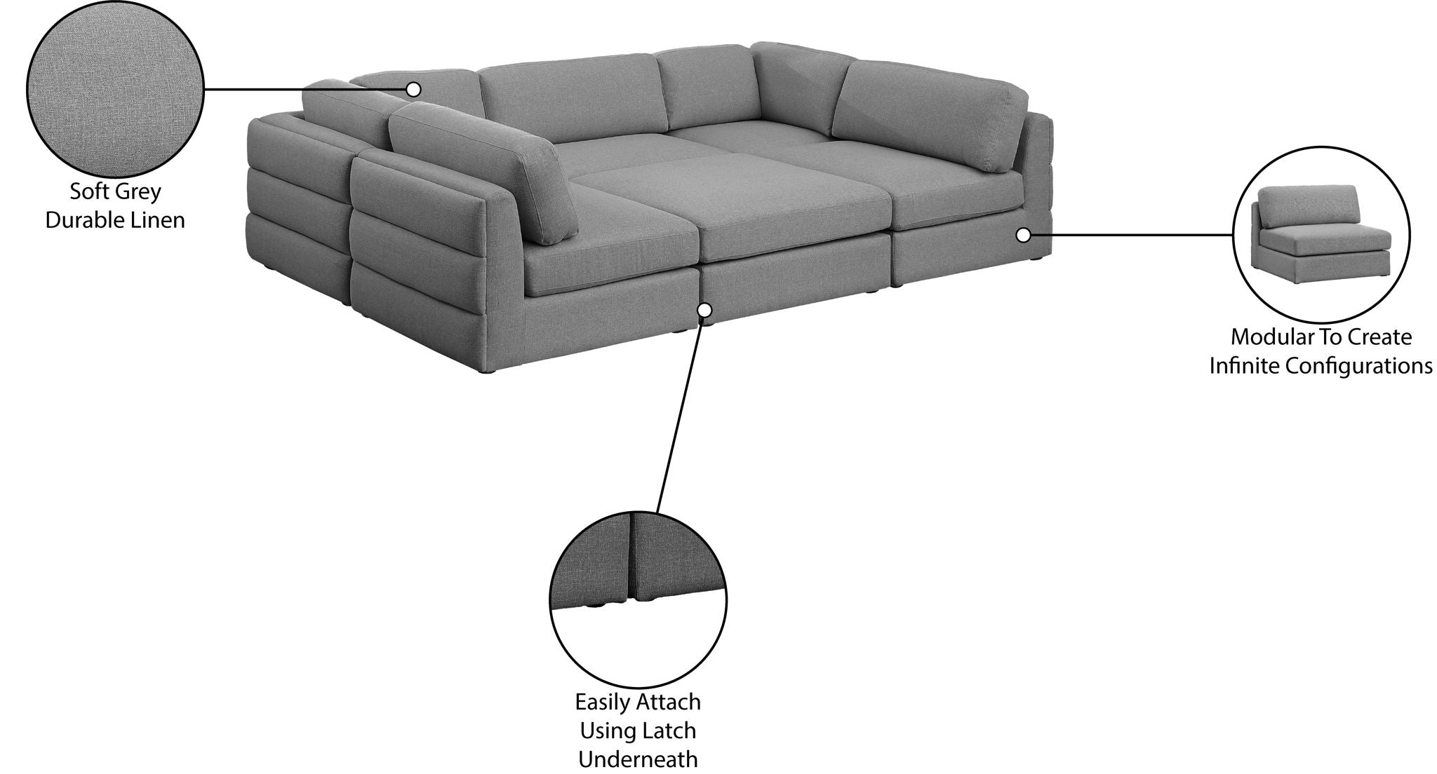 Beckham - 6 Piece Modular Sectional