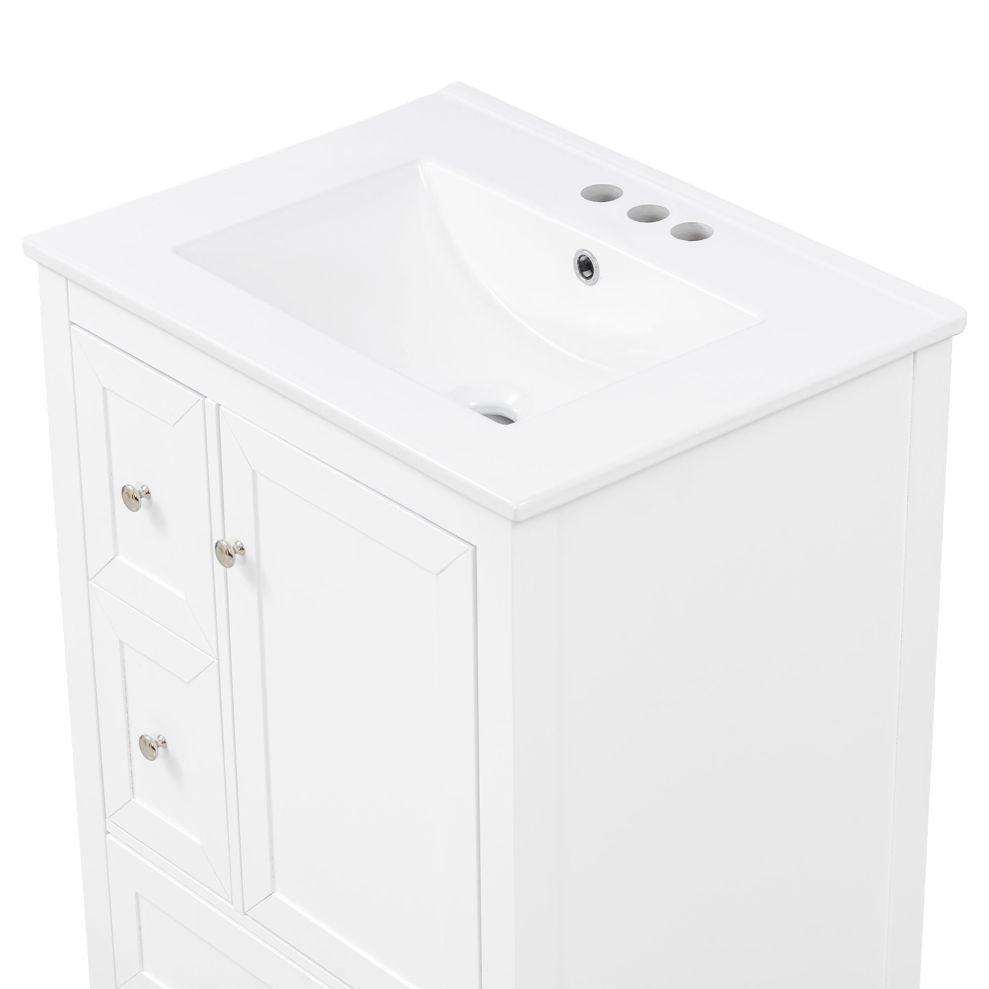 Modern Bathroom Vanity With Sink, Soft Close Drawers & Door, Storage Rack