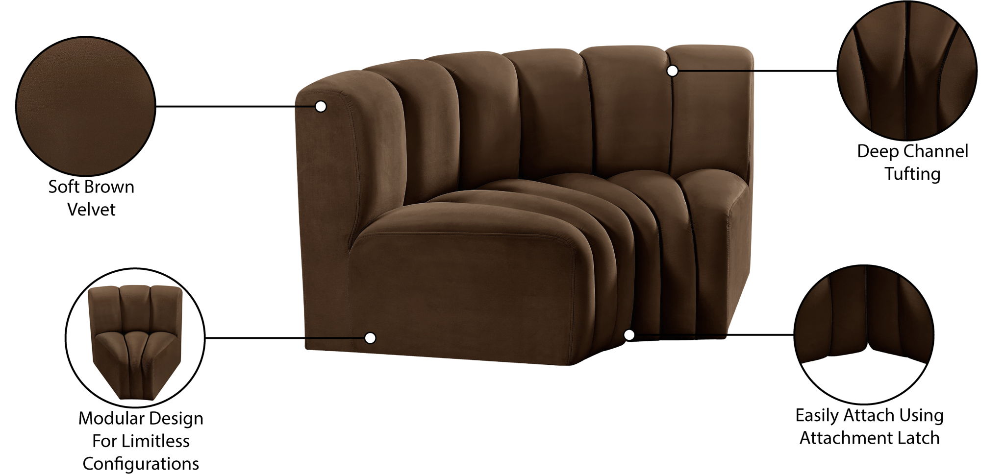 Arc - Velvet 2 Piece Modular Sofa
