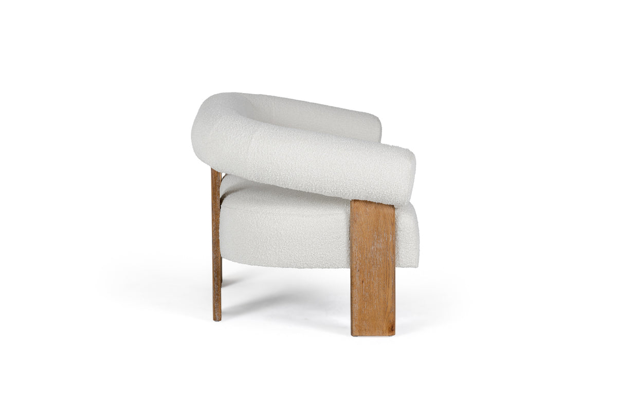 Aledo - Modern Off-White Fabric + Oak Loveseat