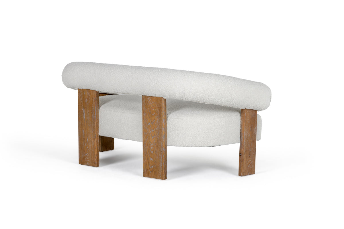 Aledo - Modern Off-White Fabric + Oak Loveseat