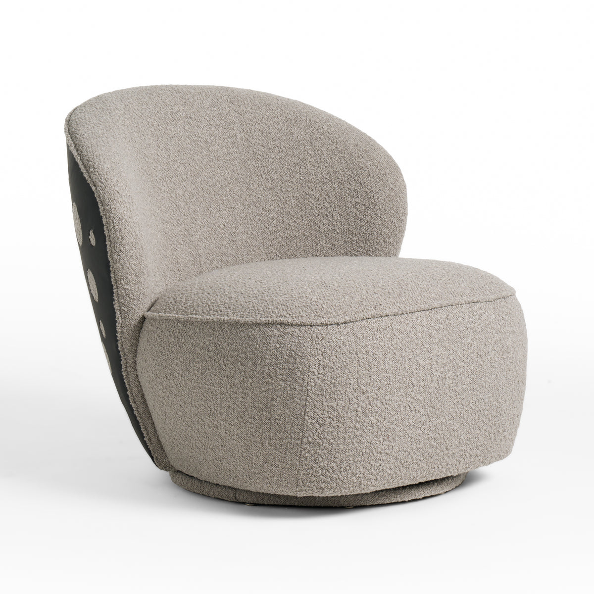 Allis - Glam Grey and Black Fabric Swivel Accent Chair