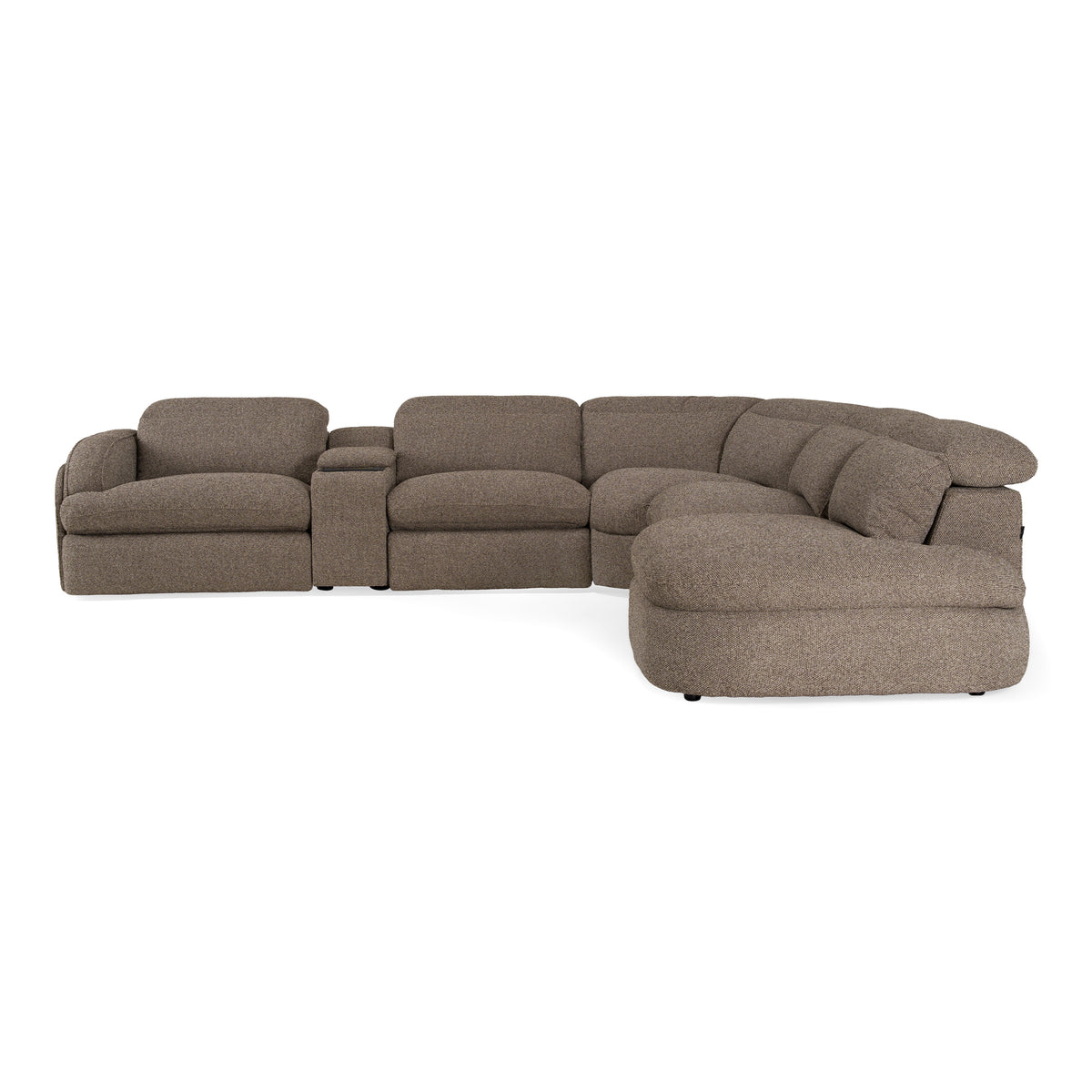Ambler - Modern Brown Fabric Sectional Sofa w/ 2 Power Recliners Right Facing Chaise - original 3