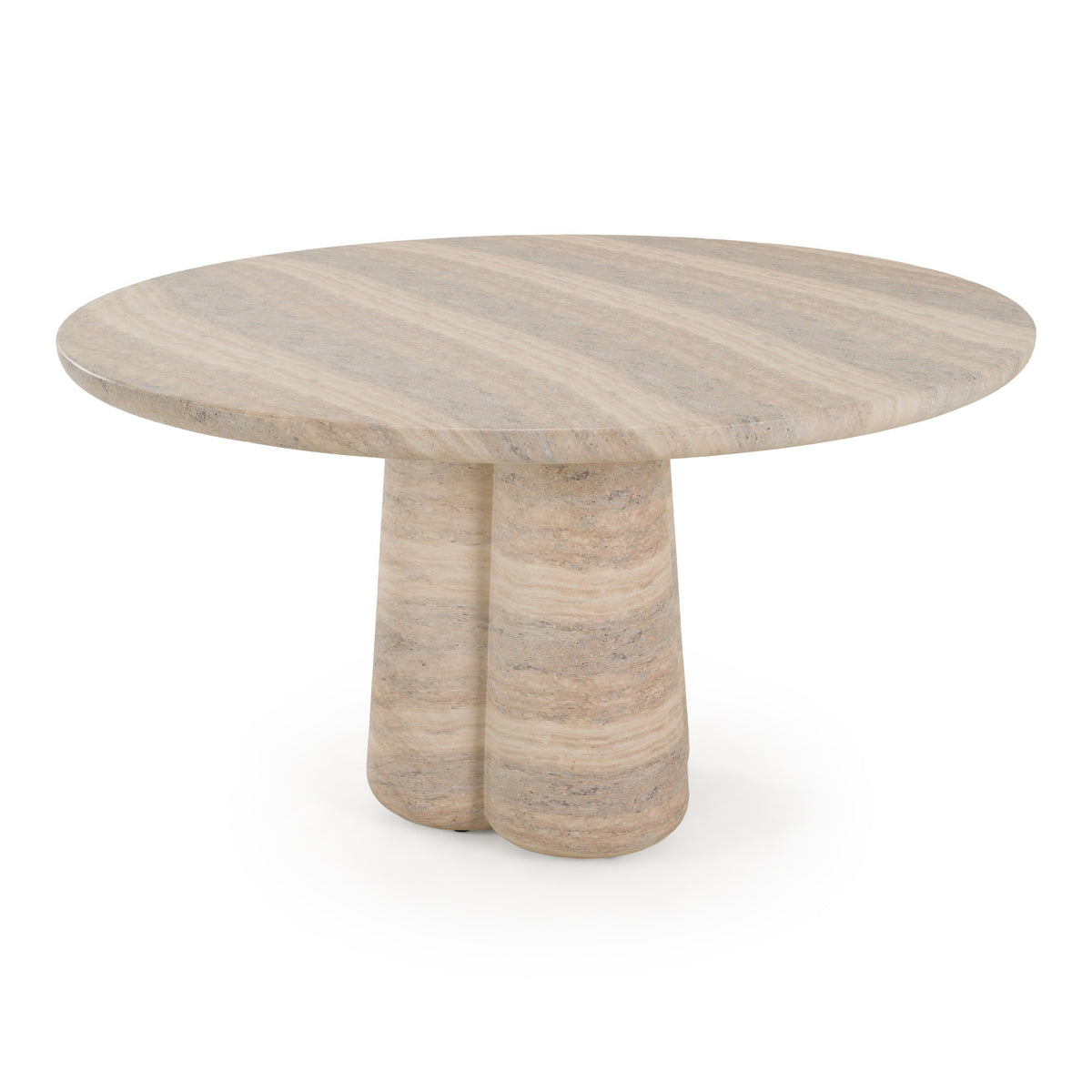 Aragats - Modern Faux Travertine Concrete Round Dining Table - original 1