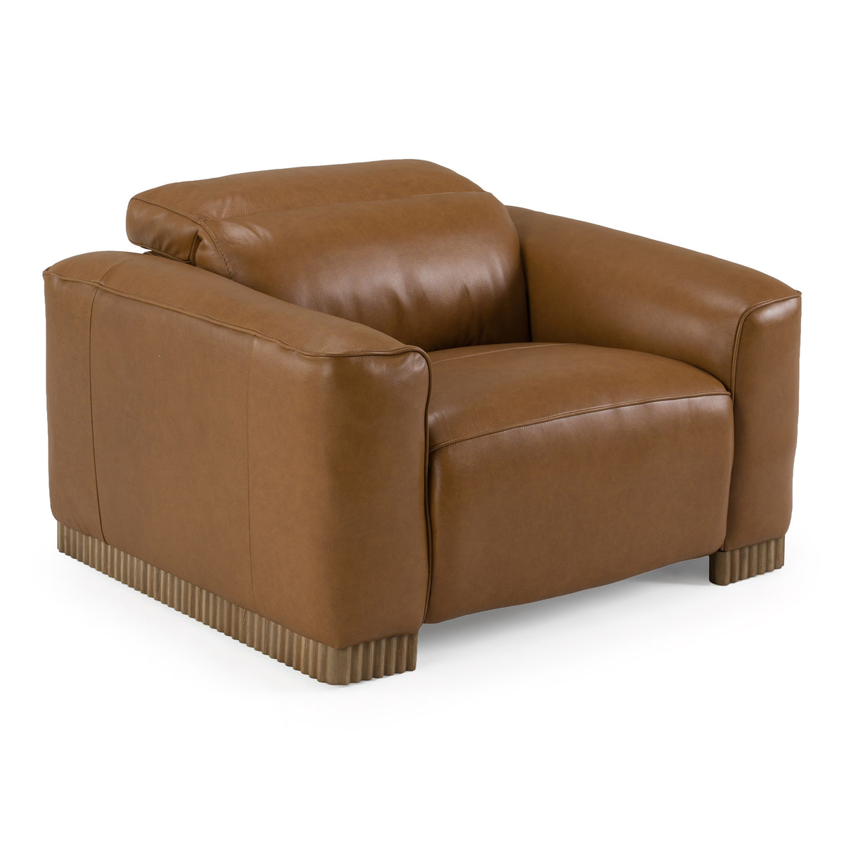 Aris - Modern Brown Leather Chair w/ Power Recliner & Headrest - original 1
