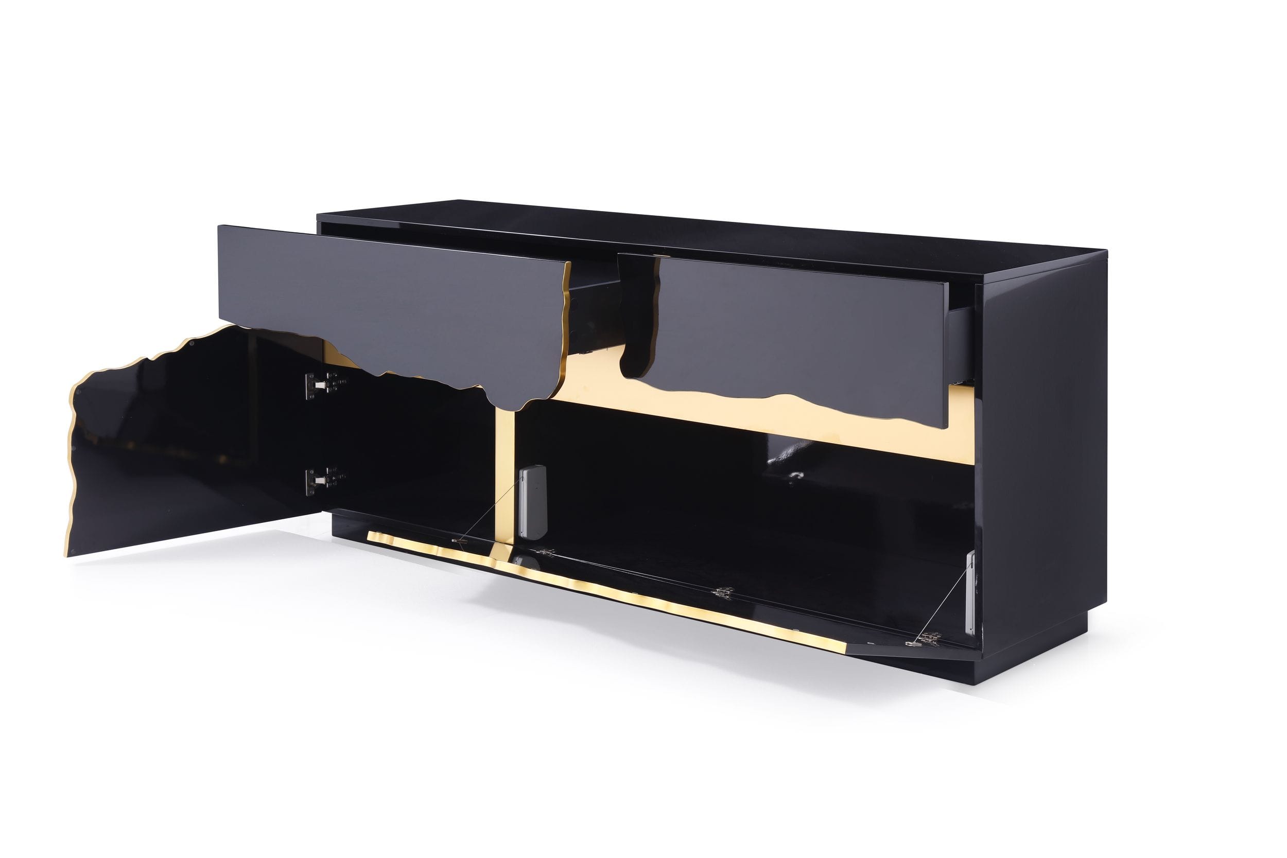 Modrest Aspen - Modern High Gloss Black & Gold Buffet
