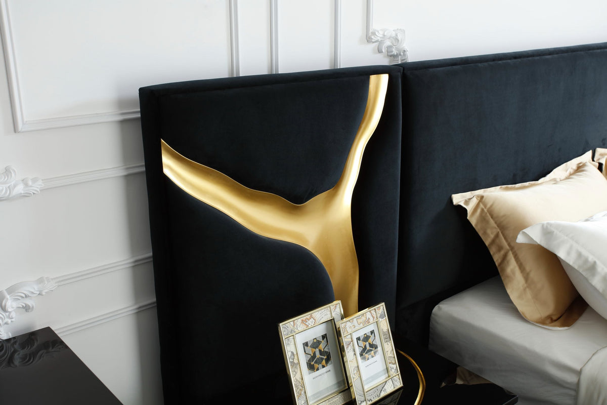 Aspen - Glam Black Velvet & Gold Bed