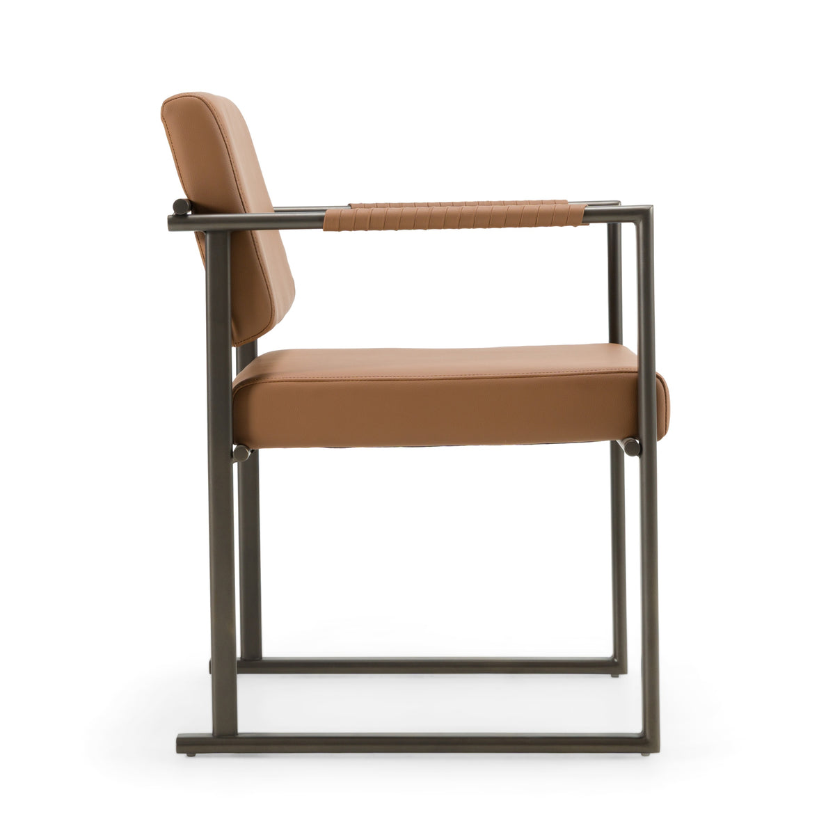 Atlan - Modern Camel Vegan Leather + Dark Gold Dining Chair