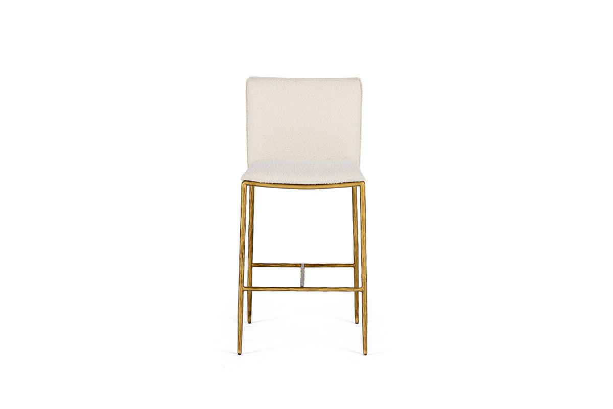 Atlanta - Modern Off-White Fabric & Brass Counter Chair