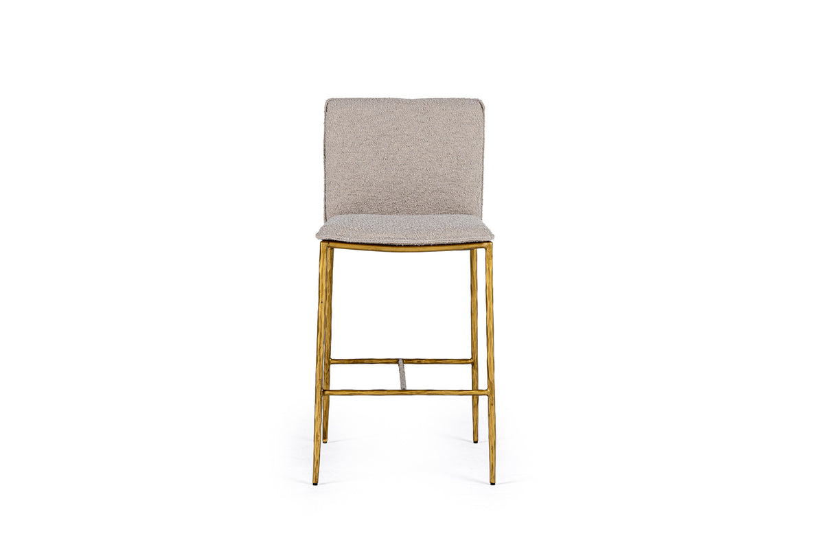 Atlanta - Modern Beige Fabric & Brass Counter Chair
