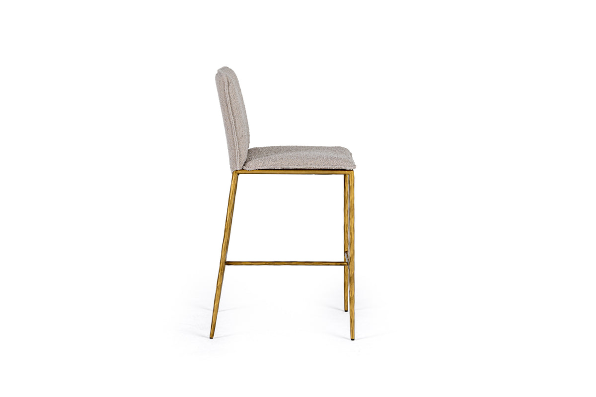 Atlanta - Modern Beige Fabric & Brass Counter Chair