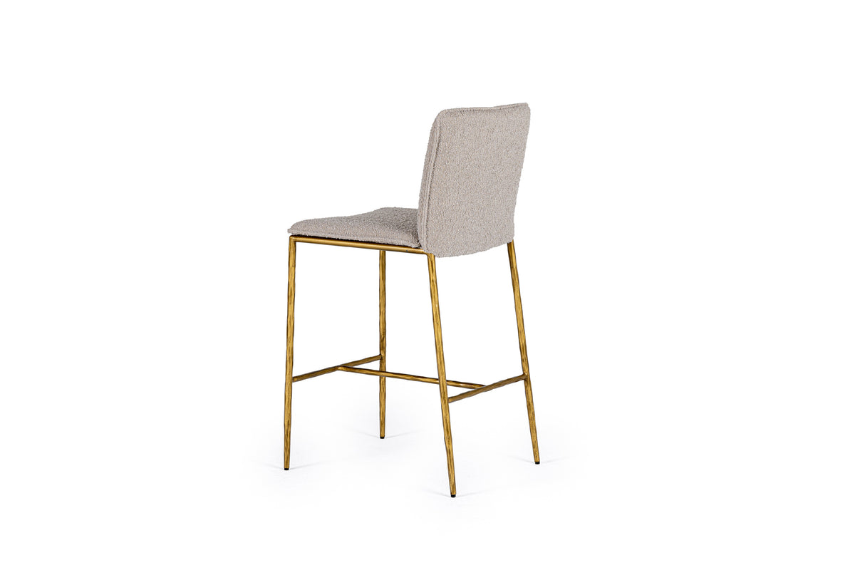 Atlanta - Modern Beige Fabric & Brass Counter Chair