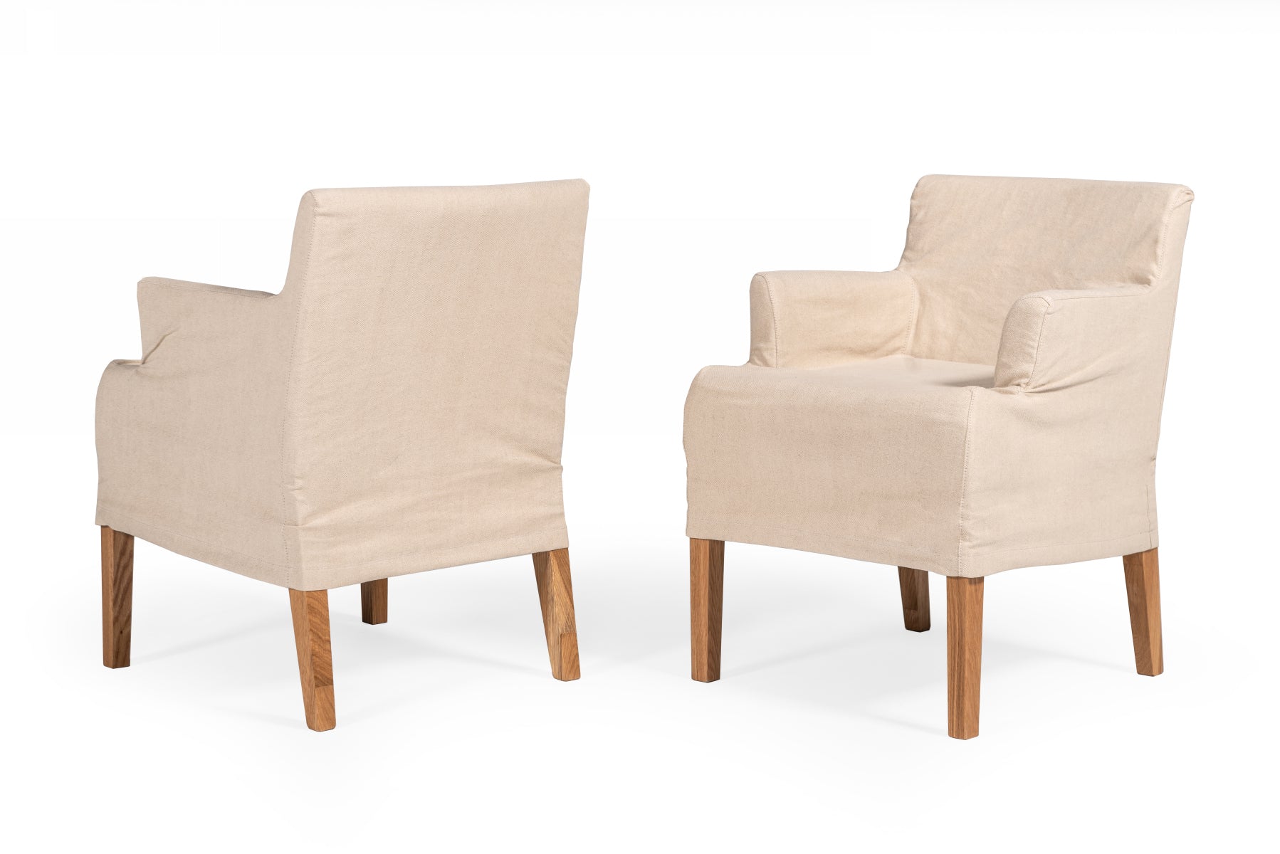 Modrest Axtell - Farmhouse Oatmeal Fabric Dining Arm Chair