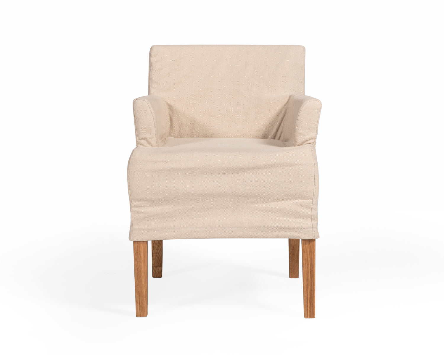 Modrest Axtell - Farmhouse Oatmeal Fabric Dining Arm Chair