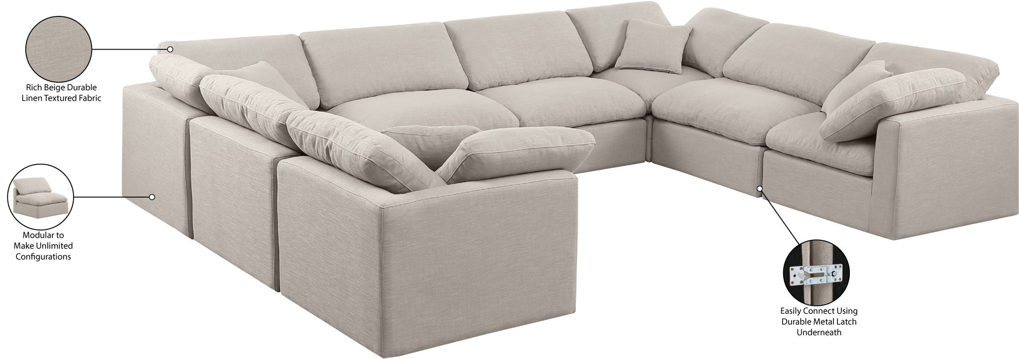 Indulge - Linen 8 Piece Modular Sectional