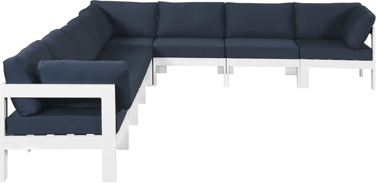 Nizuc - Outdoor Patio 8 Piece Modular Sectional With White Frame