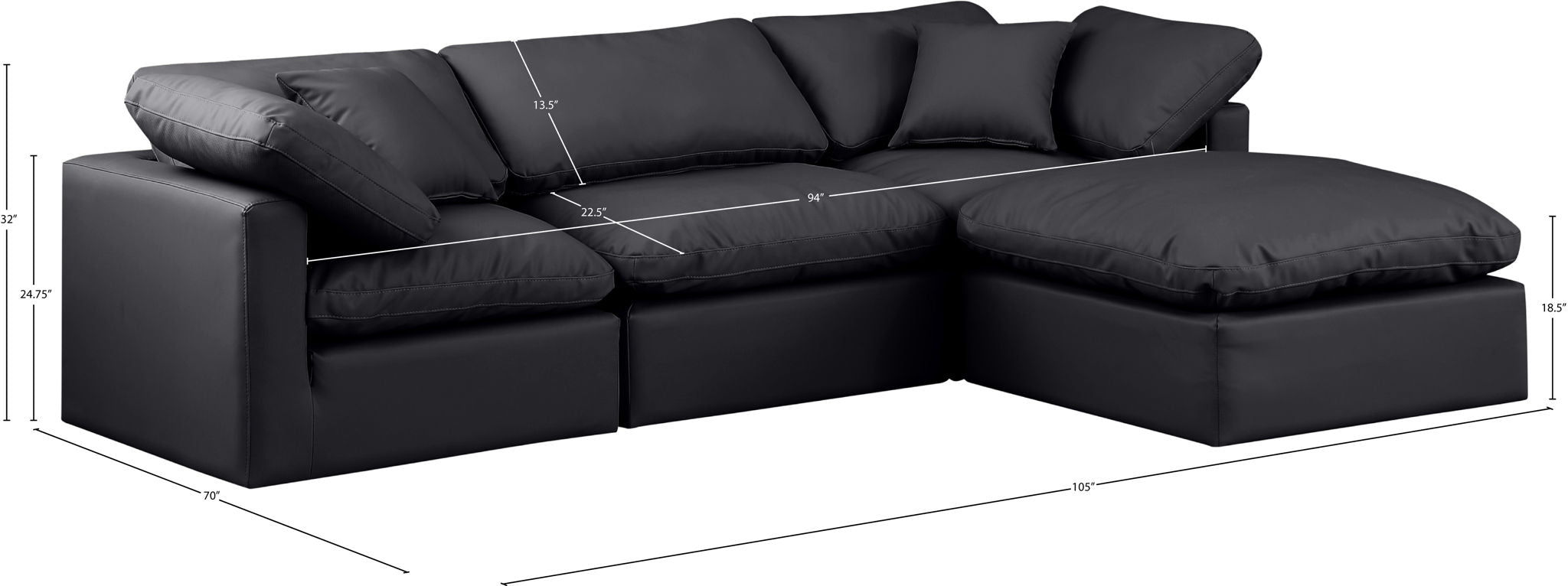 Indulge - Faux Leather 4 Piece Modular Sectional With Chaise