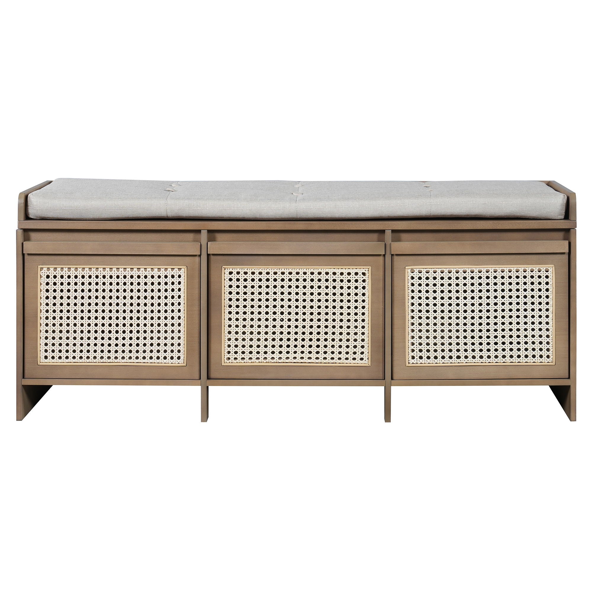 Entryway Shoe Bench With Drawers & Button Tufted Cushion