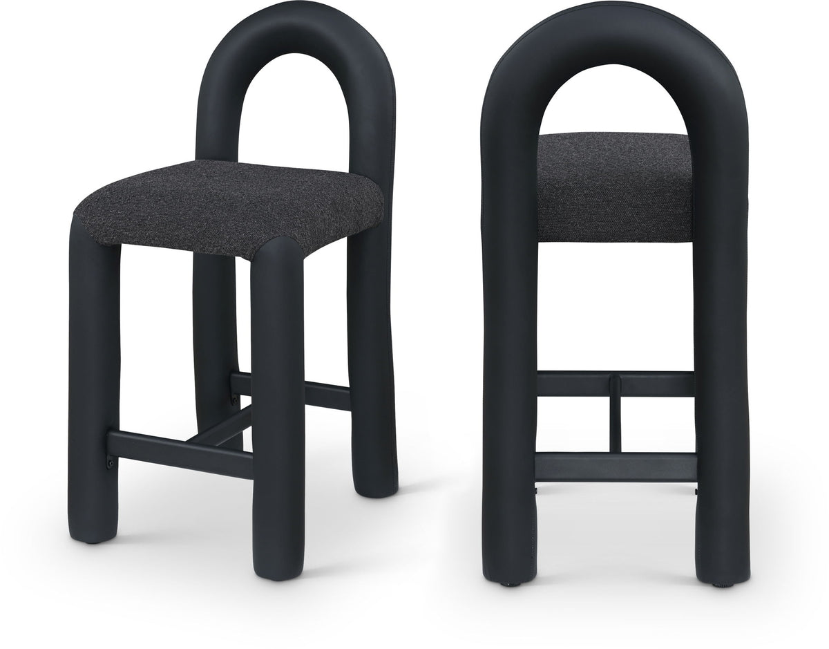 Amari - Vegan Leather and Boucle Fabric Stool