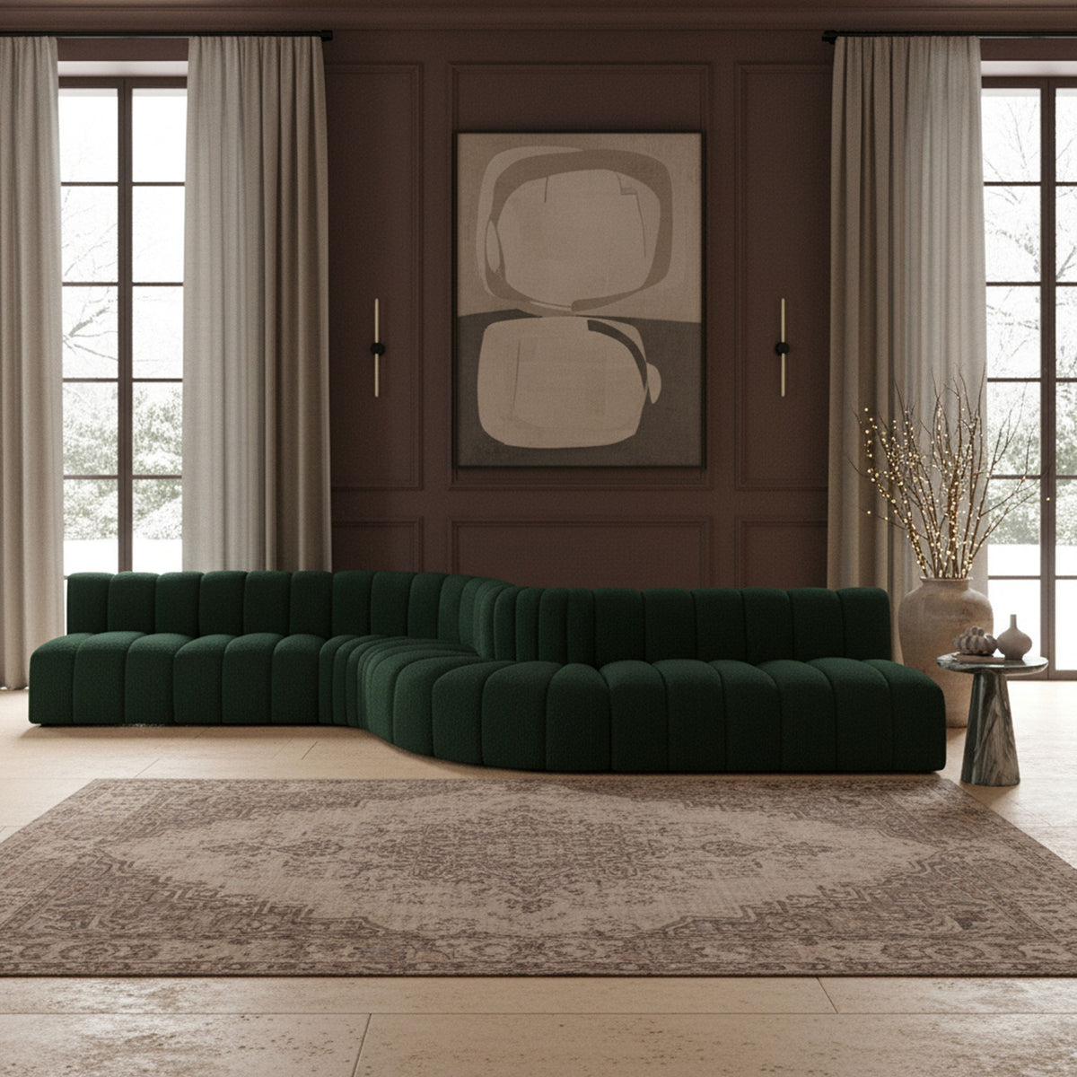 Arc - Boucle Fabric 8 Piece Curved Modular Sofa