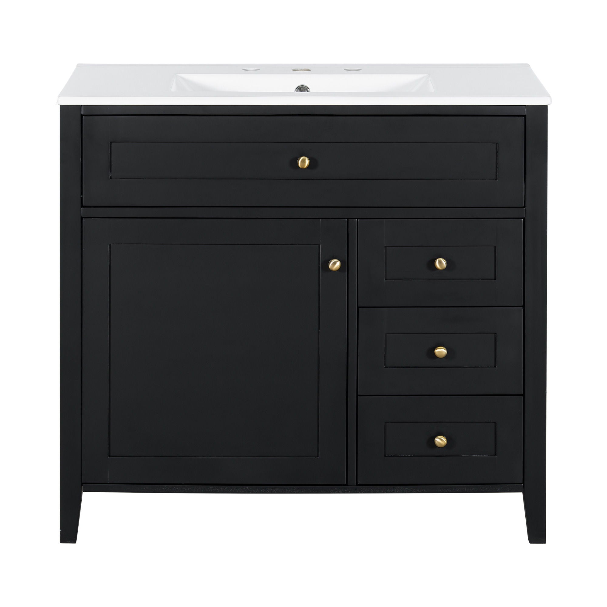 Bathroom Vanity With Sink, Cabinet With 3 Drawers And Adjustable Shelf