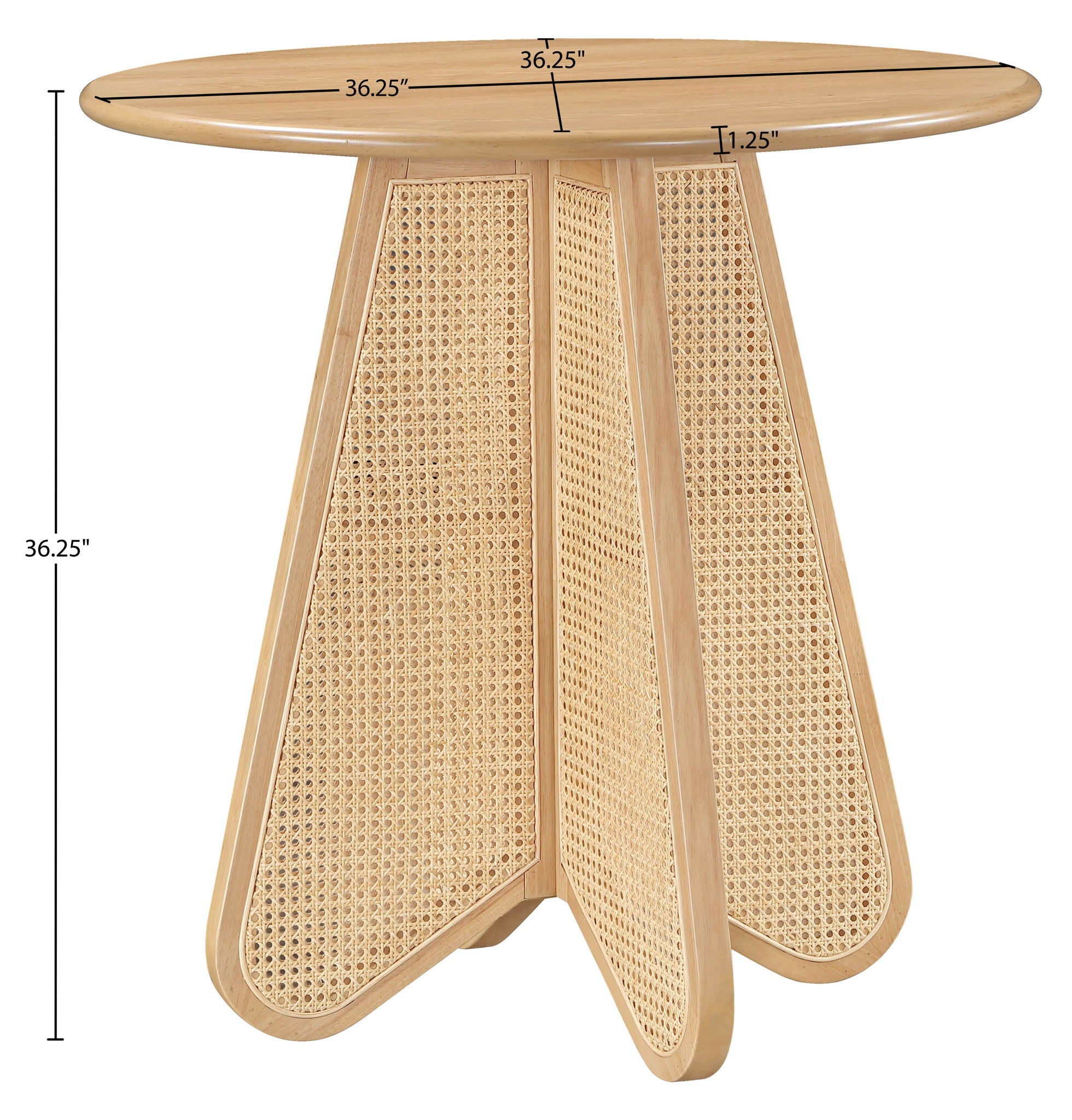 Butterfly - Solid Wood And Natural Cane Table With Natural Top