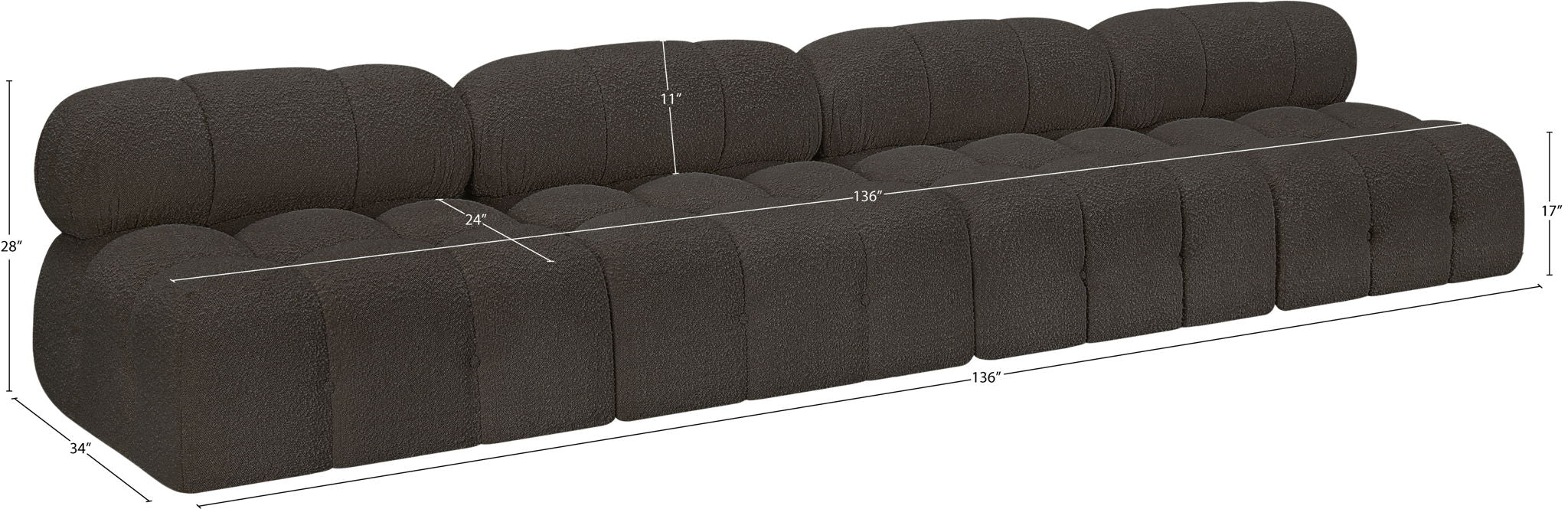 Ames - 4 Seat Modular Armless Sofa