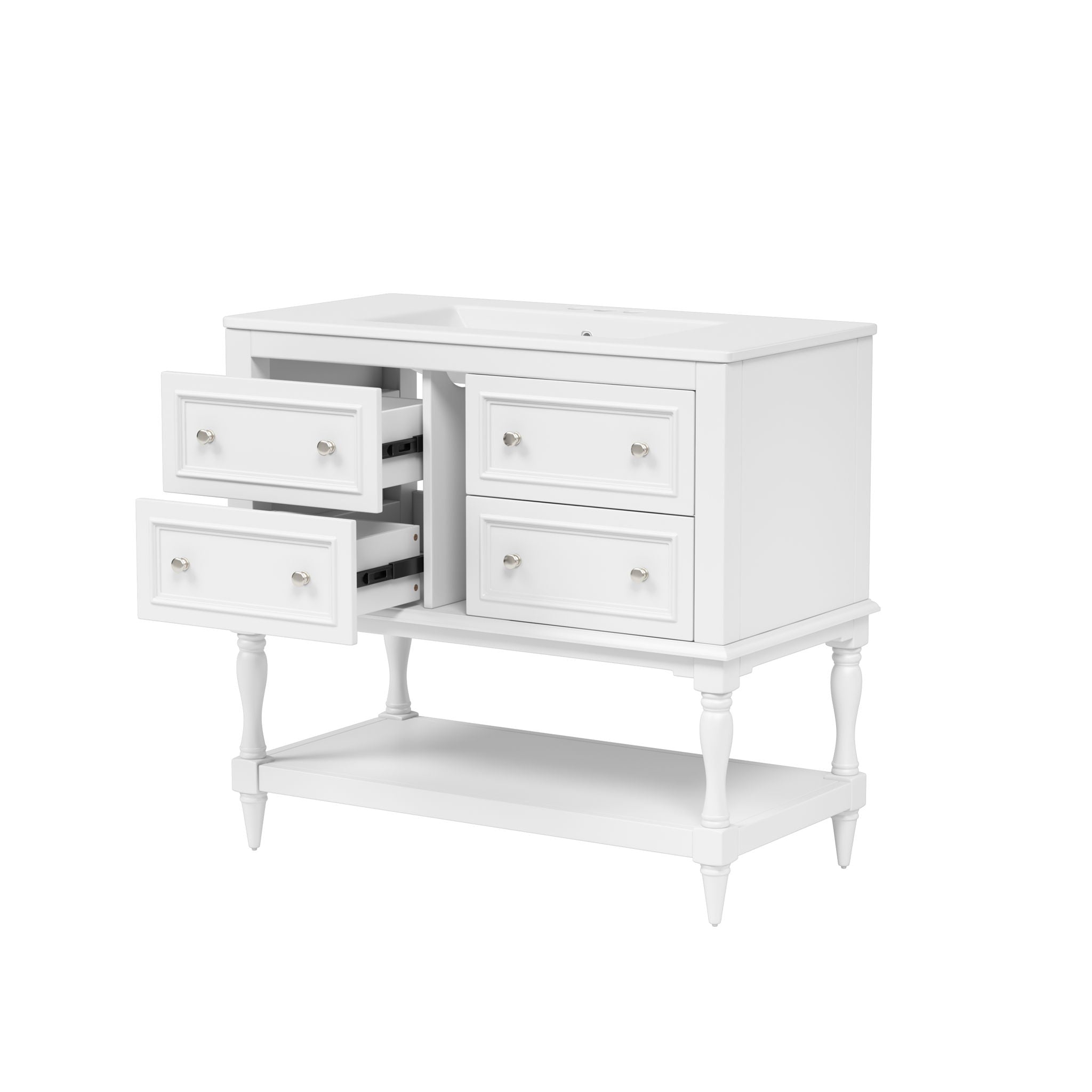 Bathroom Vanity Cabinet With Undermount Sink, 4 Drawer Set