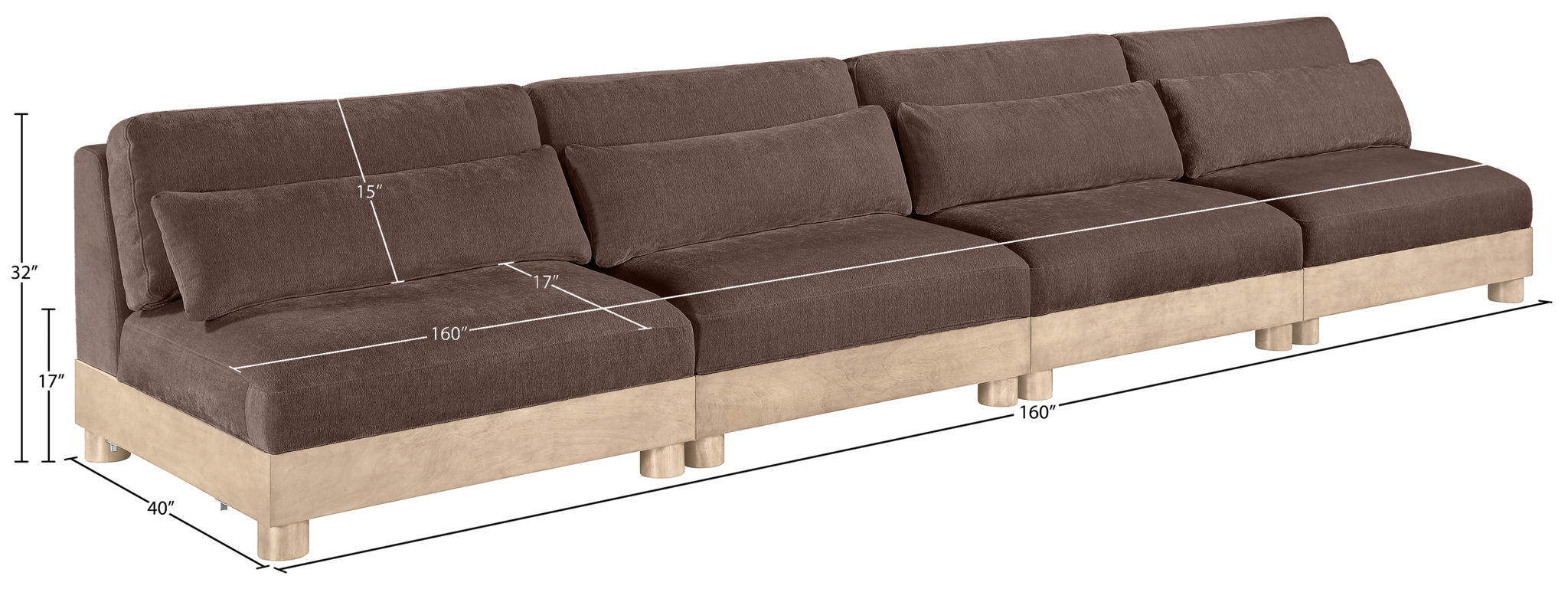 Turin - Chenille Fabric Upholstered Modular Sectional - Brown