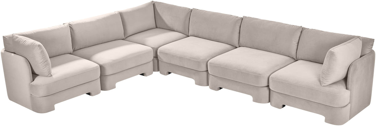 Hammond - Velvet Performance Fabric Upholstered 6 Piece Corner Sectional