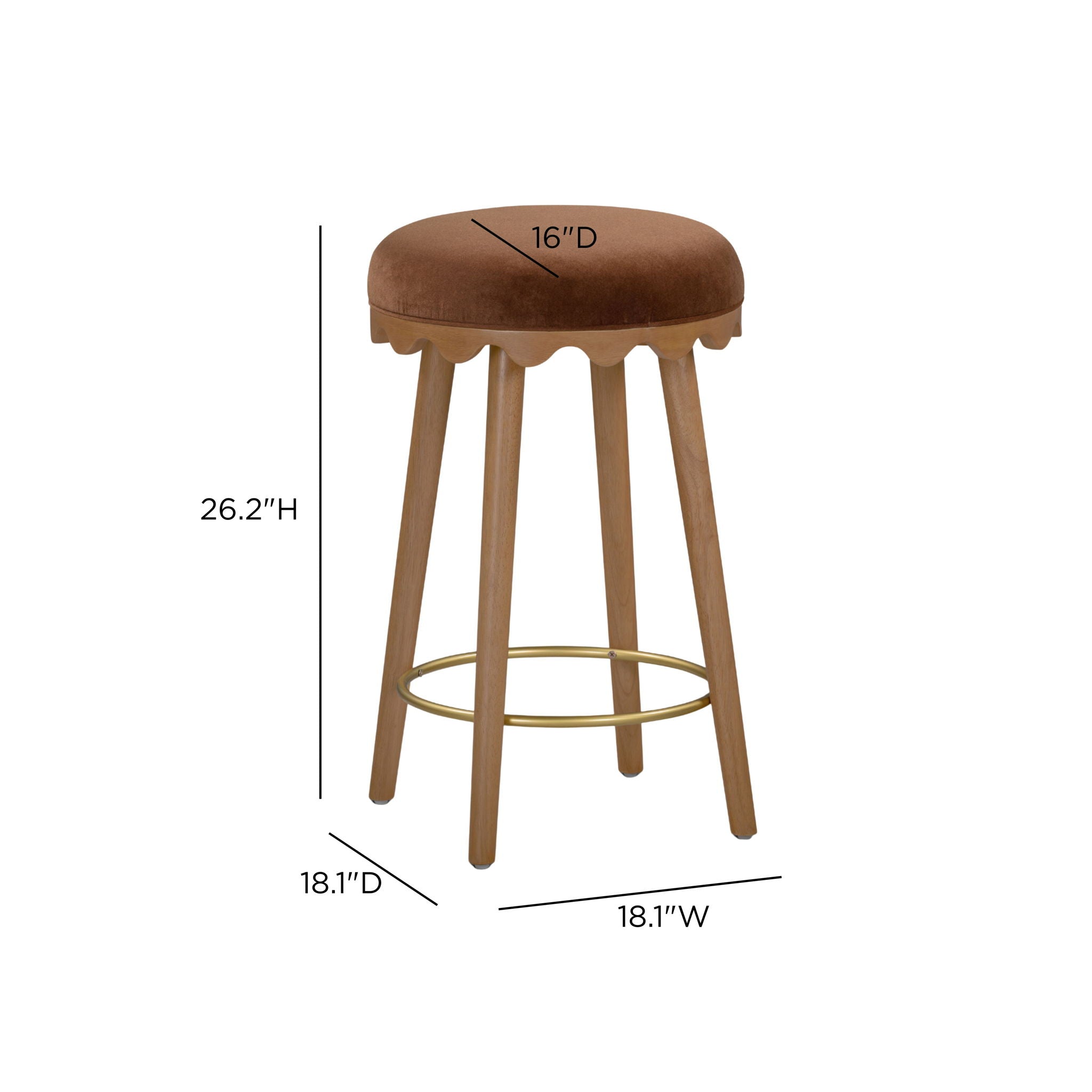 Oodle - Performance Vegan Mohair Light Walnut Stool