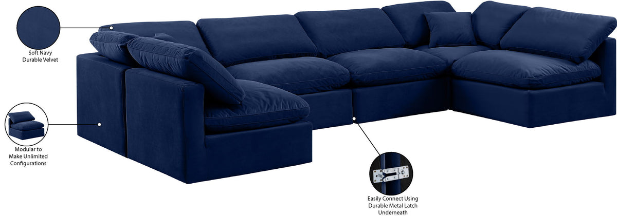 Indulge - Velvet 6 Piece Modular U-Shaped Sectional