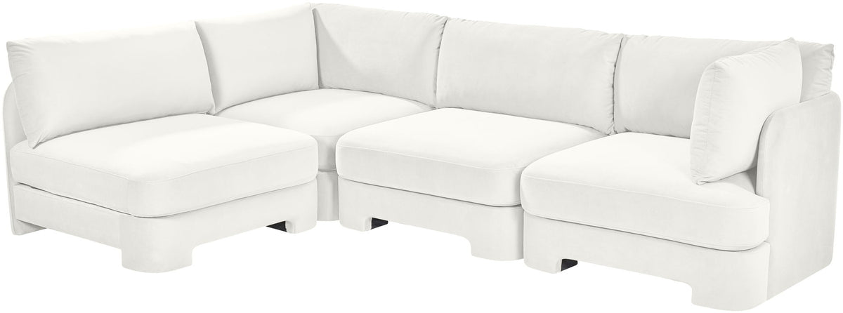 Hammond - Velvet Performance Fabric Upholstered 4 Piece Armless Sectional