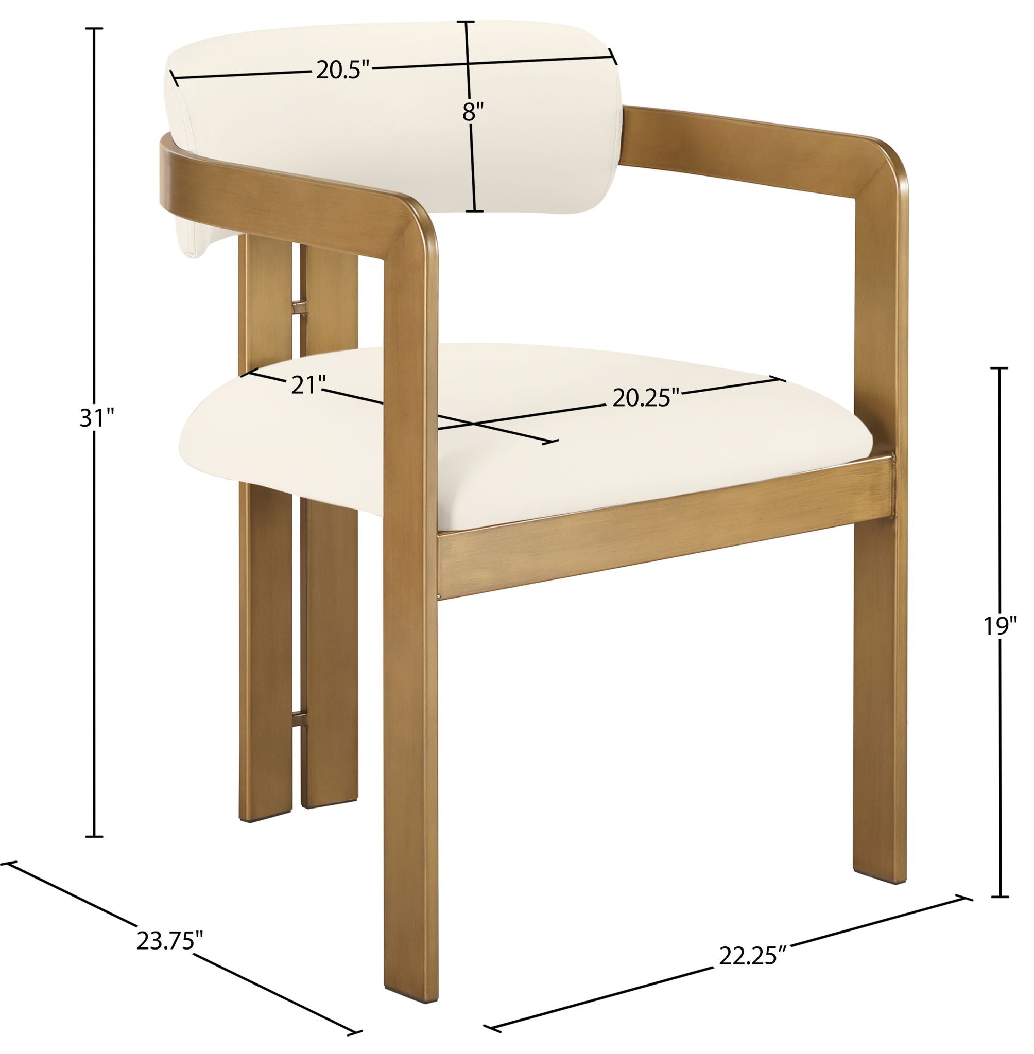 Aurum - Vegan Leather Upholstered Dining Chair With Brushed Brass Base (Set of 2)