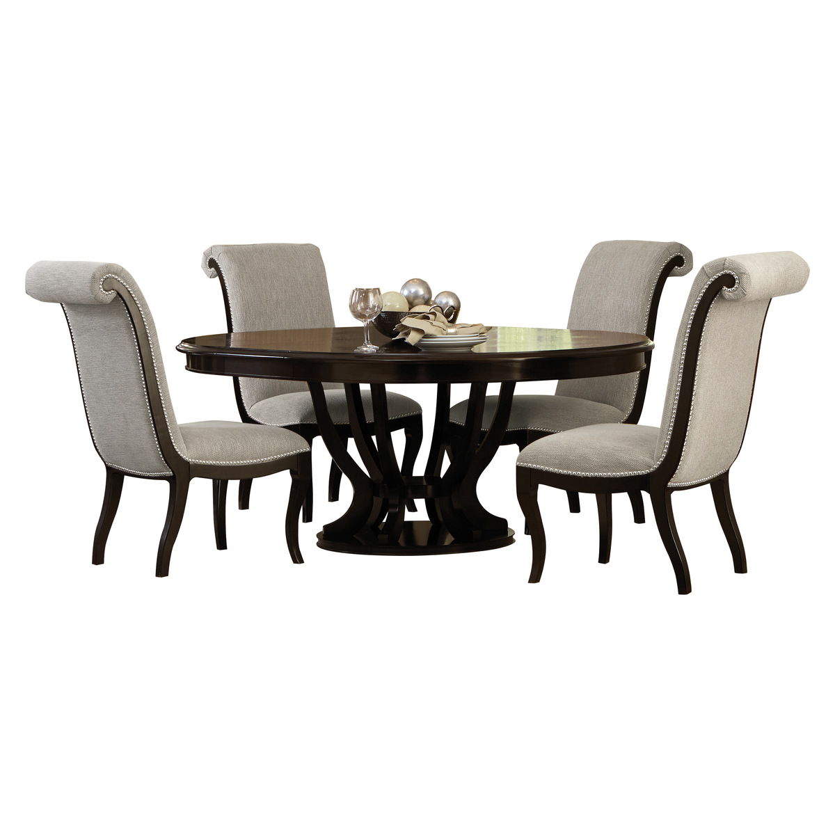 Savion - 5 Piece Dining Room Set (Table & 4 Side Chairs) - Espresso / Beige