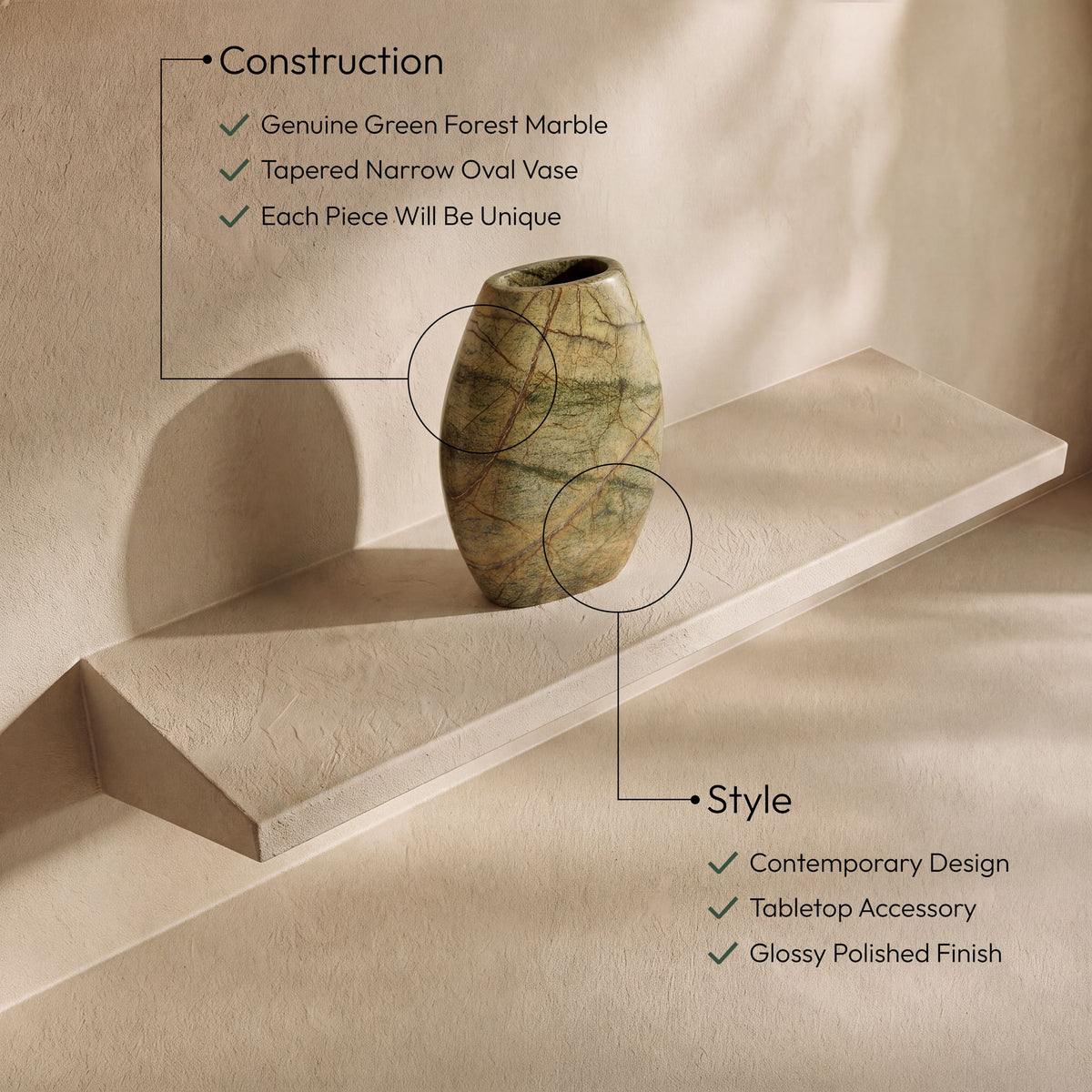 Sadie - Genuine Marble Vase