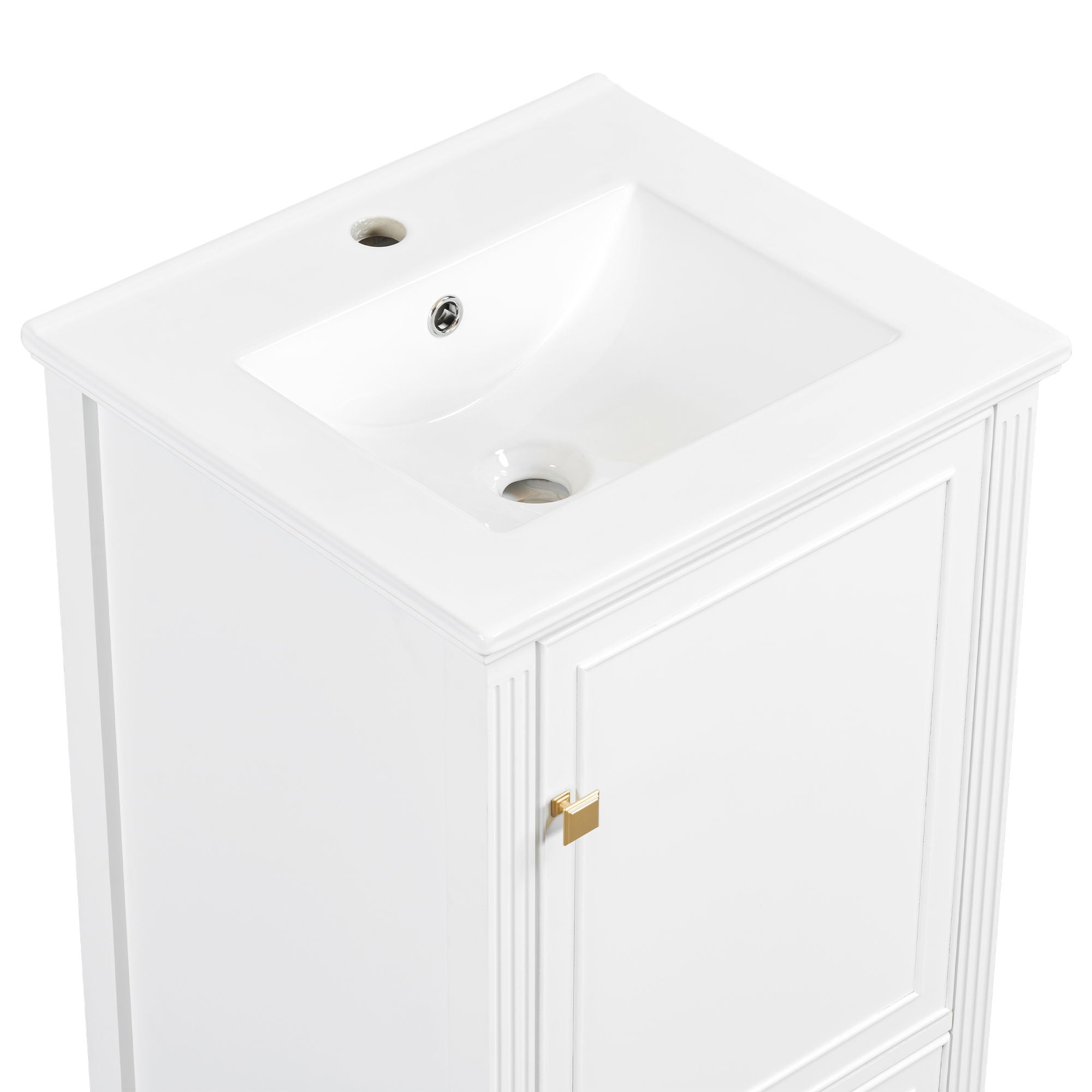 Freestanding Bathroom Vanity With Sink, Soft Closing Door, Drawer Storage - White